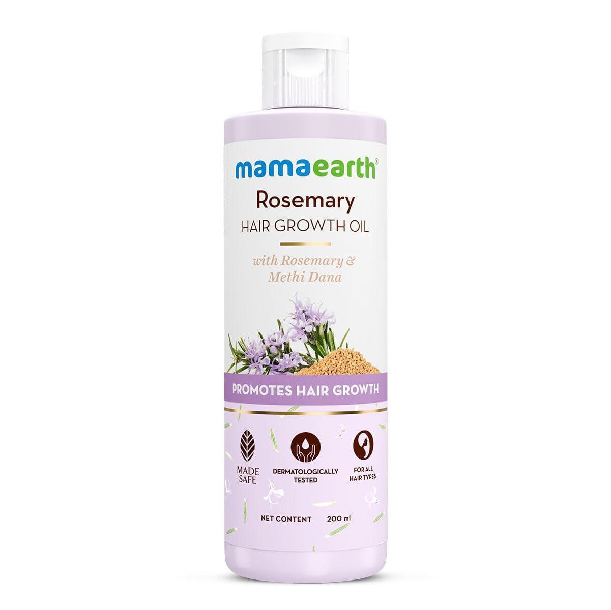 MAMAEARTH Mamaearth Rosemary Hair Growth Oil | Anti Hair Fall Tonic | Strengthening Oil with Fenugreek Seed | Gives Soft, Smooth, Shiny & Strong Hair | 6.76 Fl Oz/200 ml