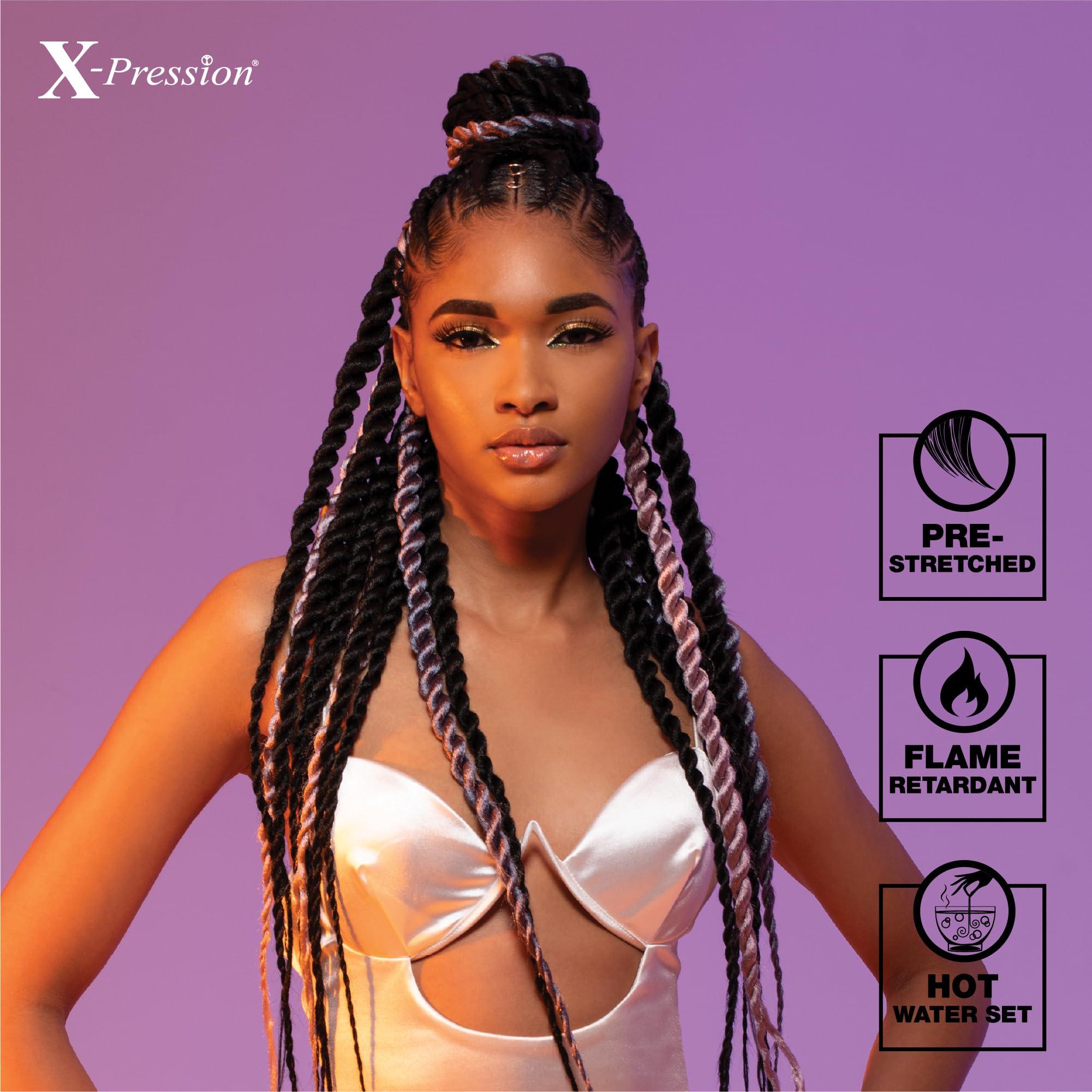 Sensationnel Sensationnel X-pression prestretched braiding hair - 10x braid 48 inch all kanekalon flame retardant synthetic braid for box braids and twists (1 JETBLACK)