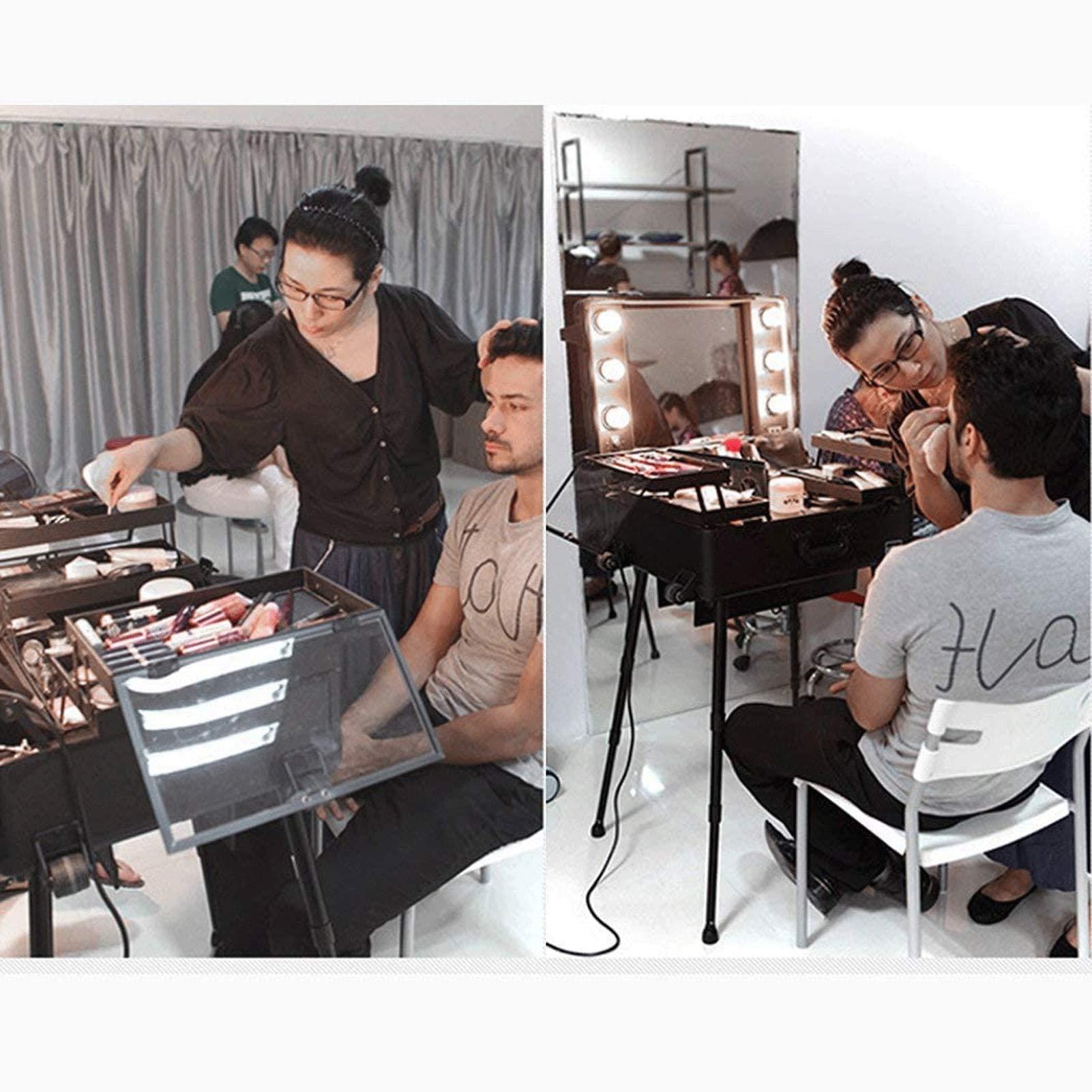 N \ A N A Makeup Trolley BoxPortable Beauty Cosmetic Organizer Box with 6 Lights Trolley Artist Rolling Studio Makeup Case Table Station Professional Artist Trolley Speaker & Code Lock & Full Screen