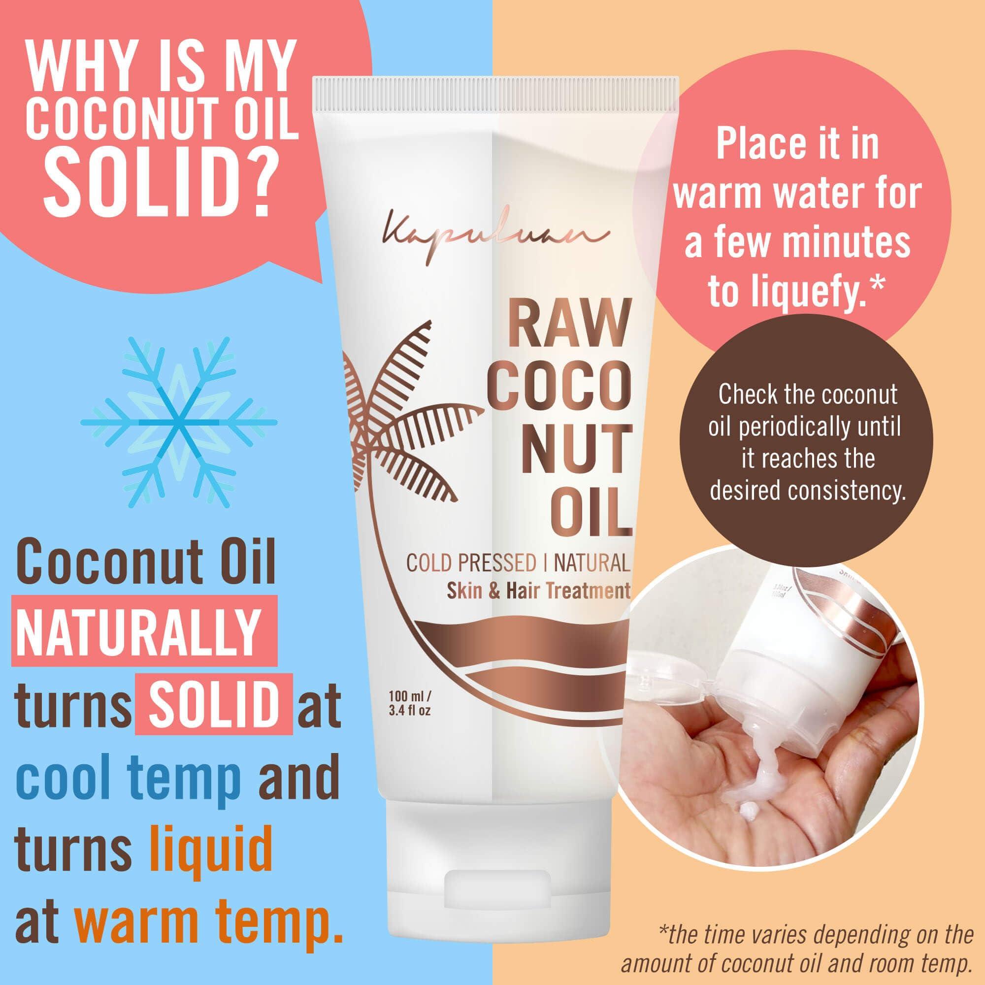 Kapuluan Raw Coconut Oil for Skin, Hair  Raw Extra Virgin Coconut Oil - Pure Unrefined Cold Pressed Oil with MCTs for Body Care, Hair Growth, Aceite de Coco Natural, Baby, Dogs, Pets 200ml