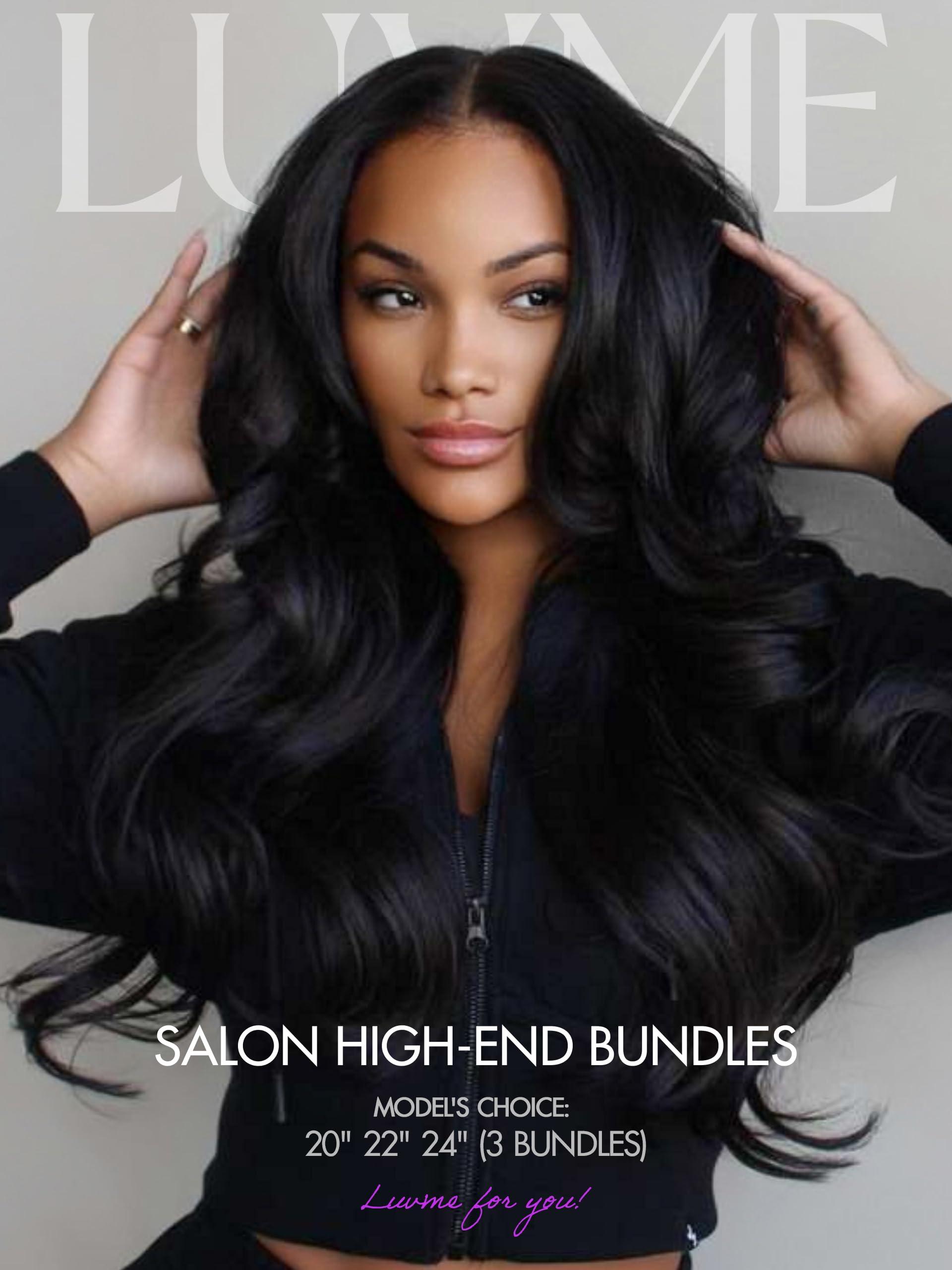 LUVME LUVME Human Hair Bundles 14 16 18 Inch Body Wave Bundles Human Hair 12A 100% Unprocessed Brazilian Virgin Hair Weave 3 Bundles Deals Human Hair Natural Black