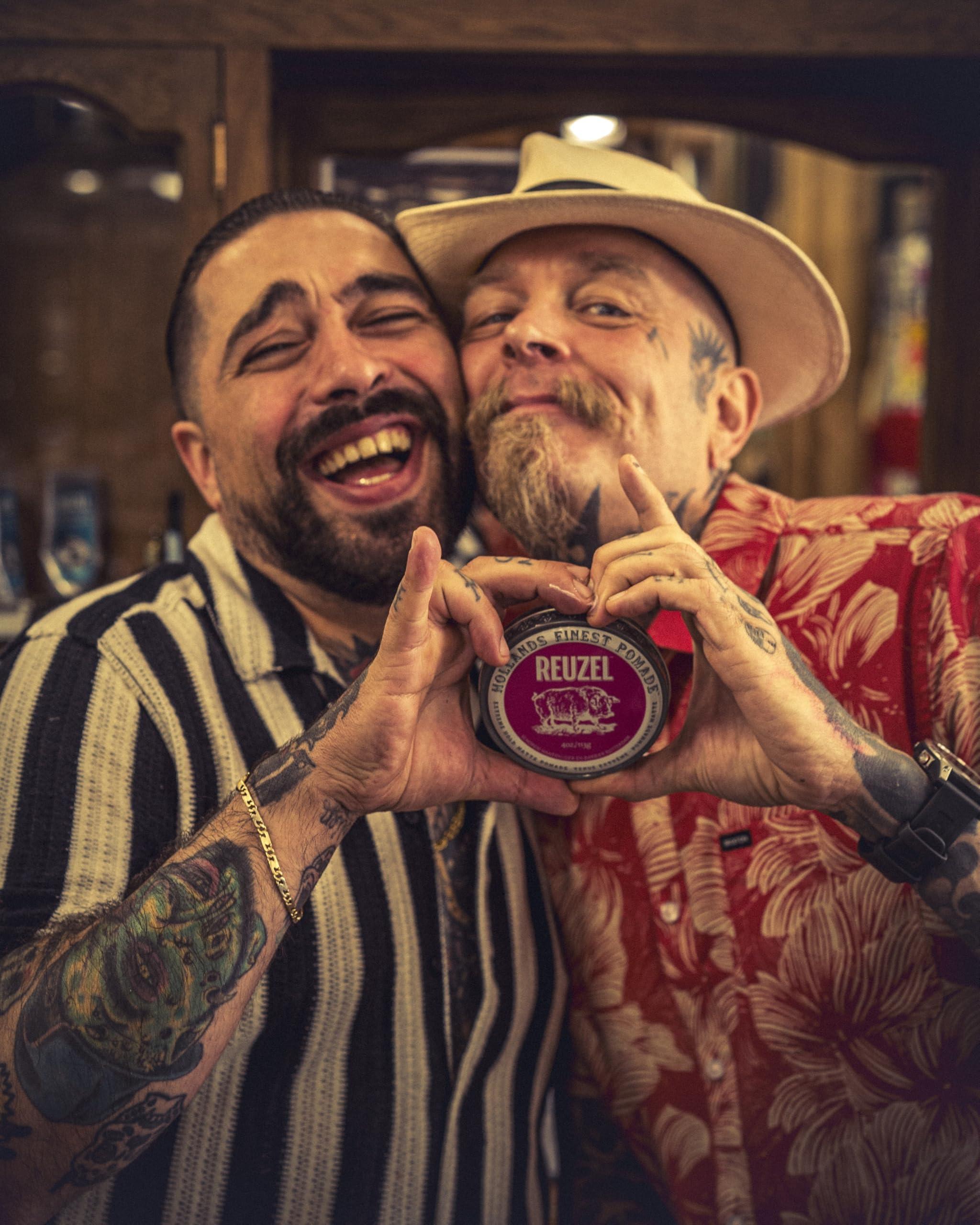 Reuzel REUZEL Pink Extreme Hold Matte Pomade, Strongest All Day Hold, Water Soluble Styling, No Shine & Flake Free, Easy To Wash Out, For All Hairstyles, 4 oz