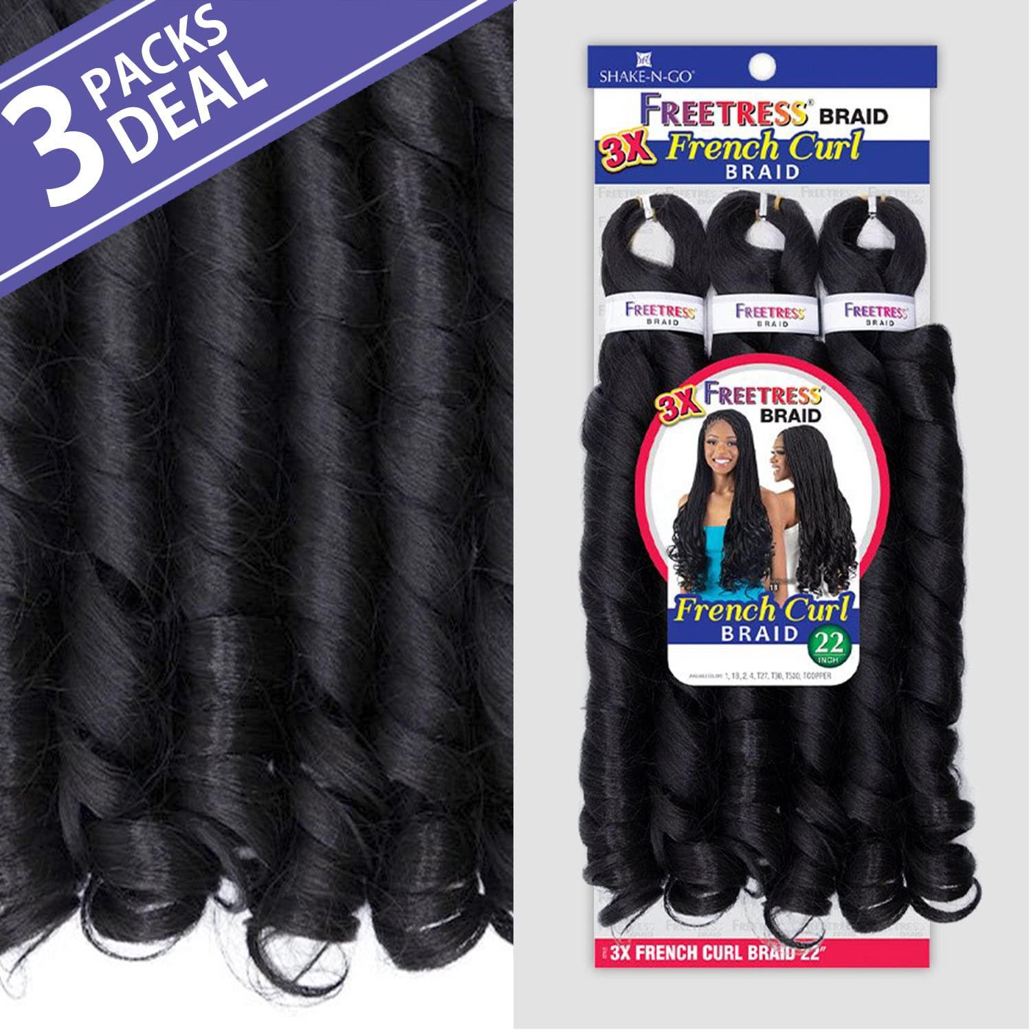 FREE TRESS FreeTress Crochet Braids 3X French Curl 22\" (pack of 3, T530)