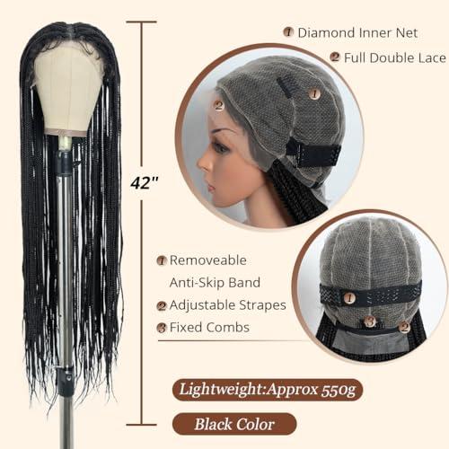 Style Icon Style Icon 42 Inches Super Long Micro Box Braids Wig Full Lace Free Part Braided Black Wig Top Faux Locs Synthetic Wig