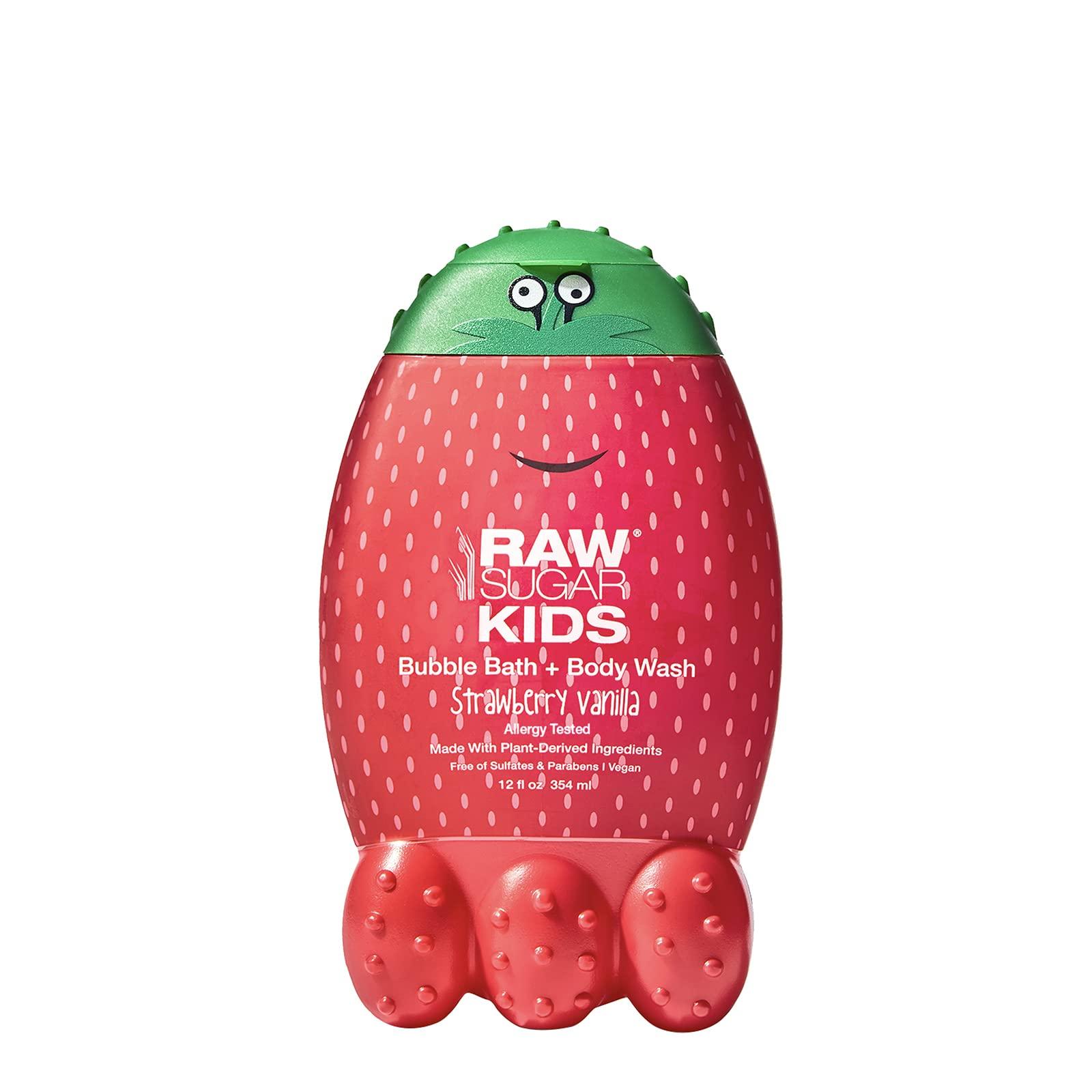 RAW SUGAR Kids\' 2-in-1 Bubble Bath + Body Wash | Strawberry Vanilla | 12 oz