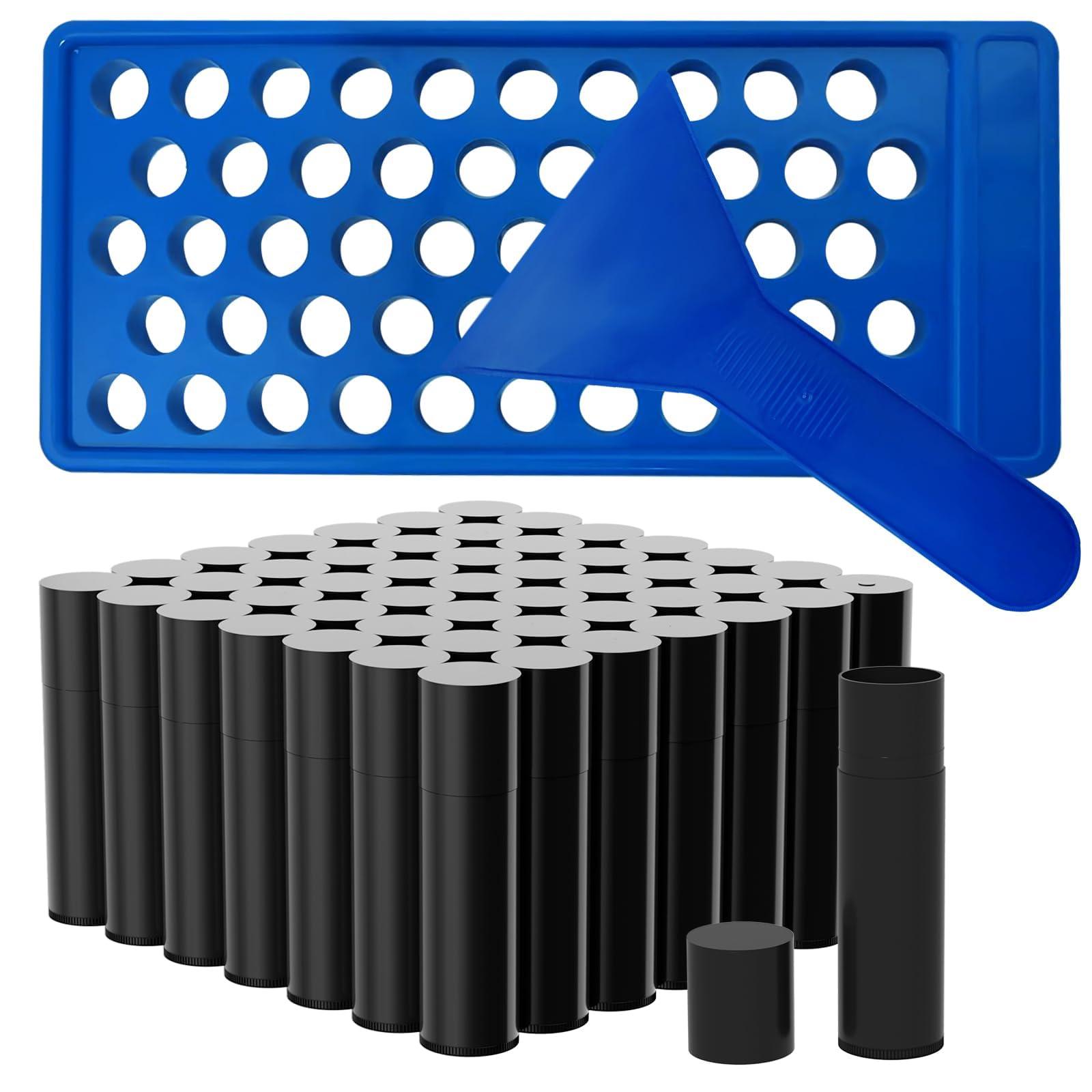 Youfuyi 100 black container round tube, empty of tube is BPA-free, professional filled tray scraper for DIY, homemade by, 0.15 oz (Black 100 lip balm tube empty tube)