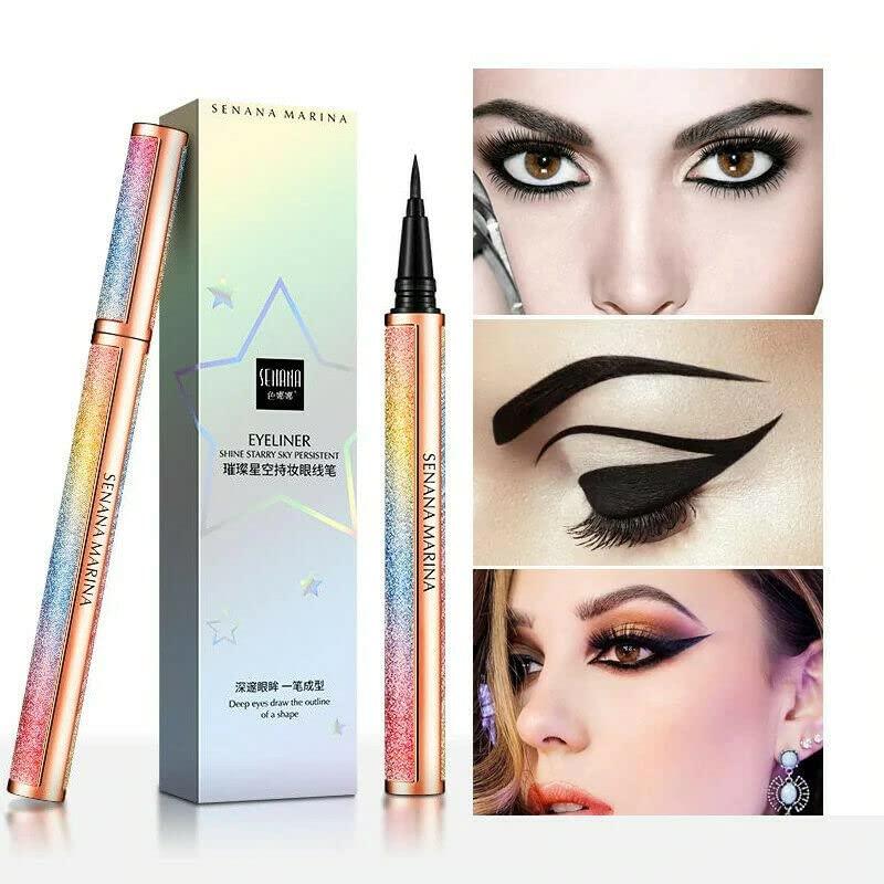 SENANA MARINA 4d Silk Fiber Lash Mascara, SENANA MARINA Eyeliner & Mascara Set - Black Liquid Eyeliner Pencil/Waterproof Mascara - Sky High Mascara Black Volume and Length Lengthening No Clumping