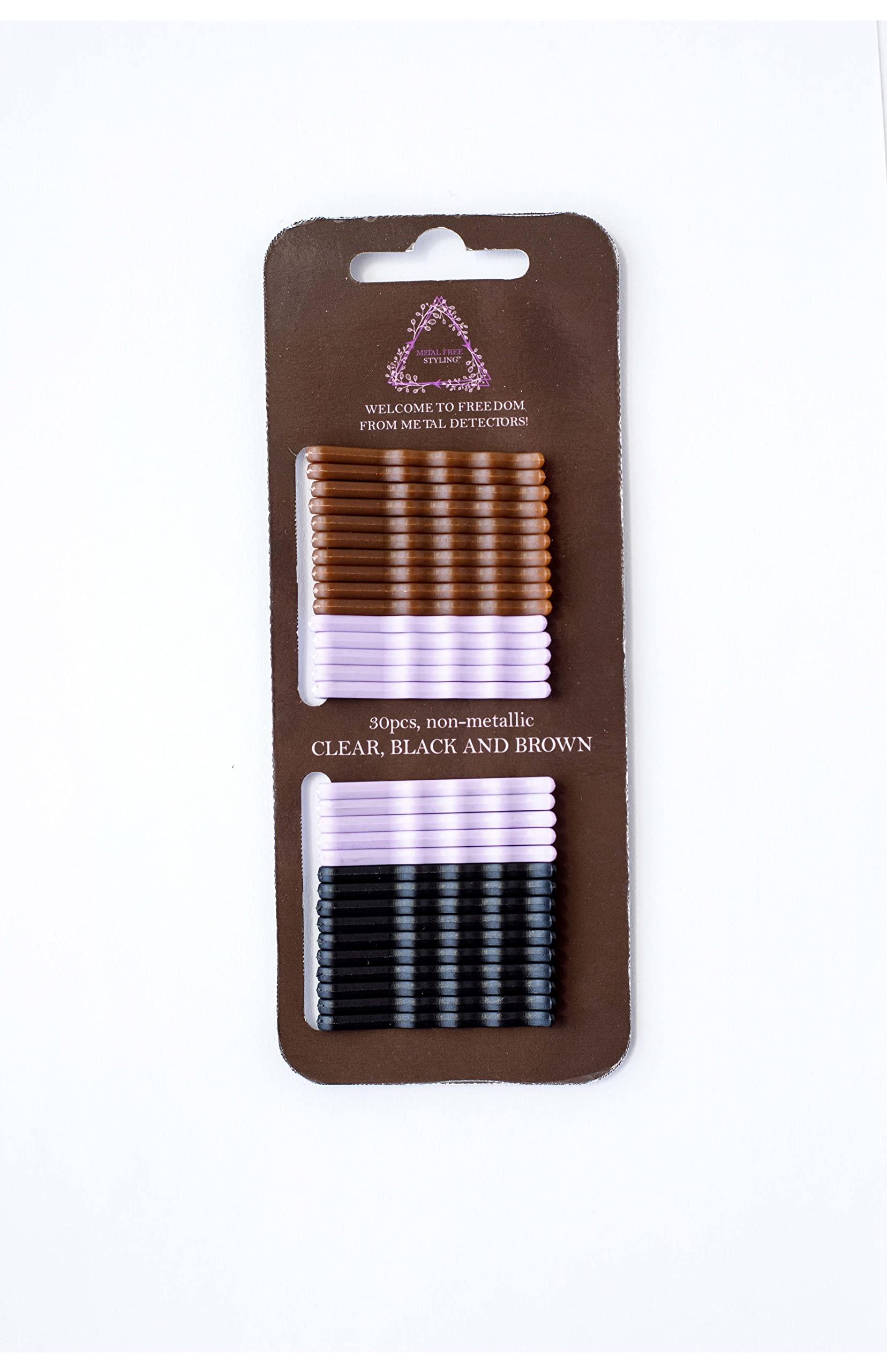 Metal Free Styling Metal Free Bobby Pins - BLACK-BROWN-CLEAR