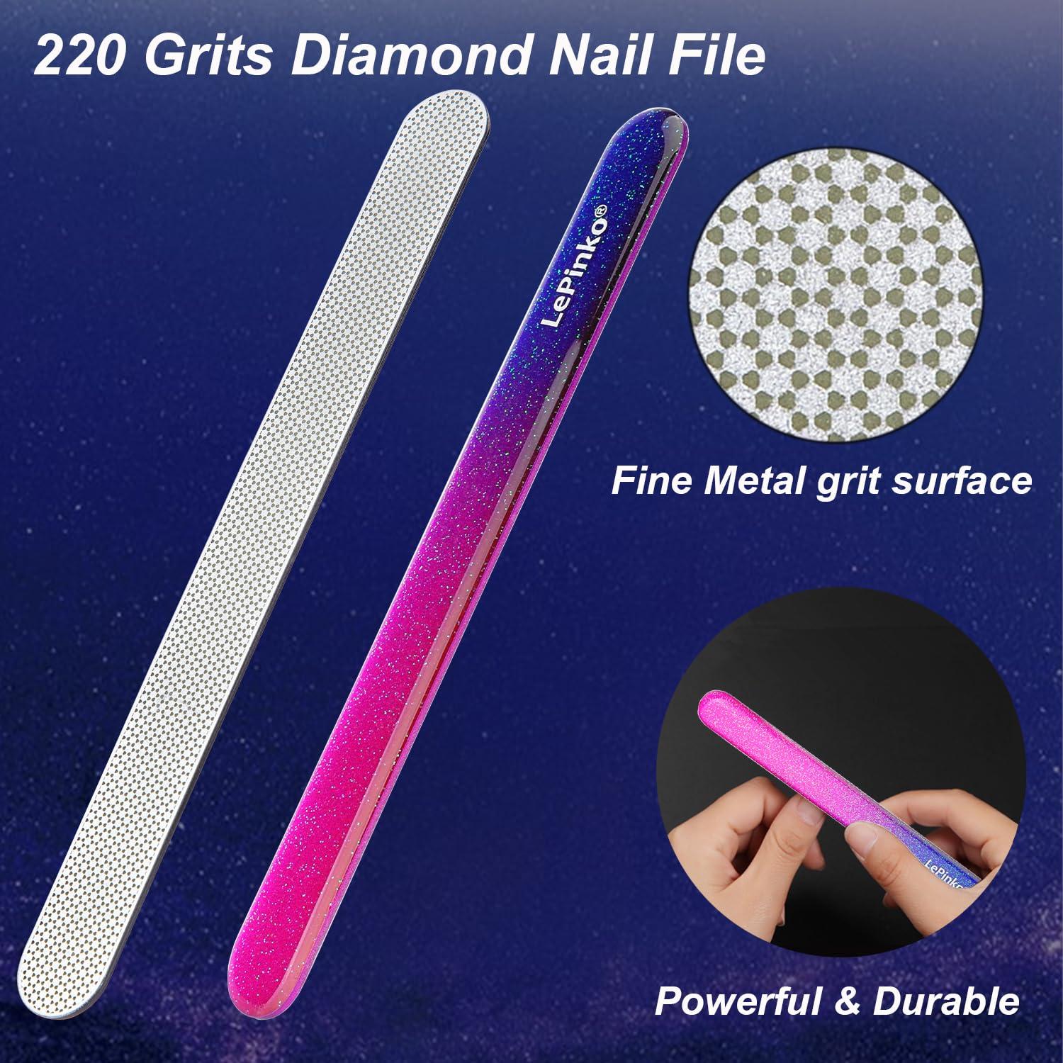 LePinko LePinko Diamond Nail File with Crystal Nail Shiner Set and No Splash Nail Clippers Set