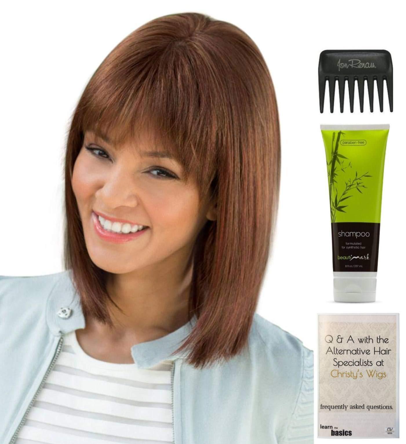 Amore & Christy's Wigs Bundle - 4 items: Tatum Wig by Amore, Christy\'s Wigs Q & A Booklet, BeautiMark Synthetic Shampoo & Wide Tooth Comb - Color: SUGAR CANE