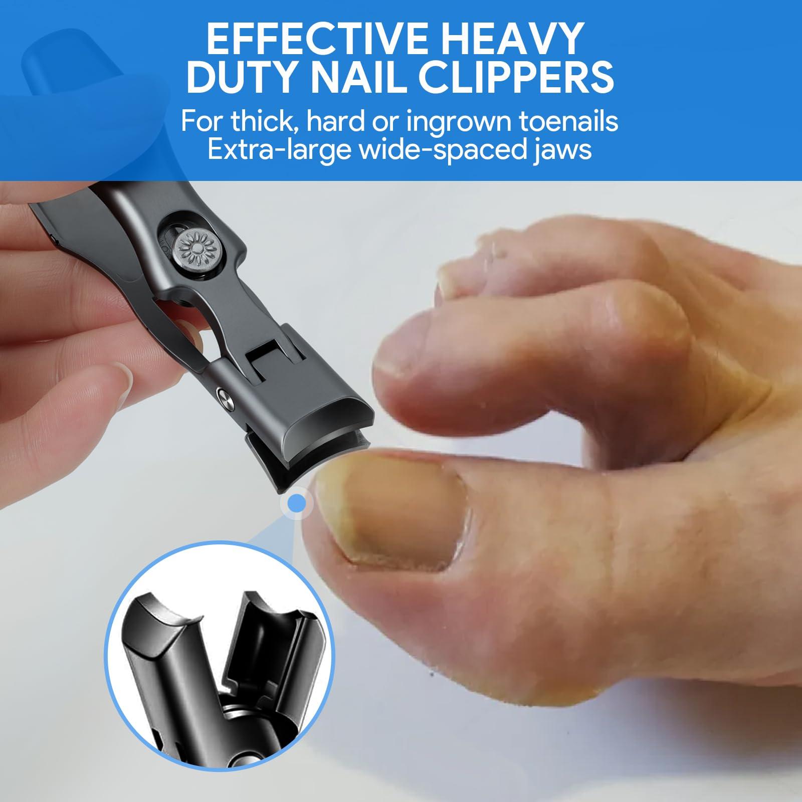 HooYiYuuX Lux German Nail Clippers Grip for Men, The UltraSharp Fingernail Clippers with Catcher, No Splash Toenail Clippers for Thick Nails for Seniors, Portable Nail Clipper with Catcher File and Safety Lock