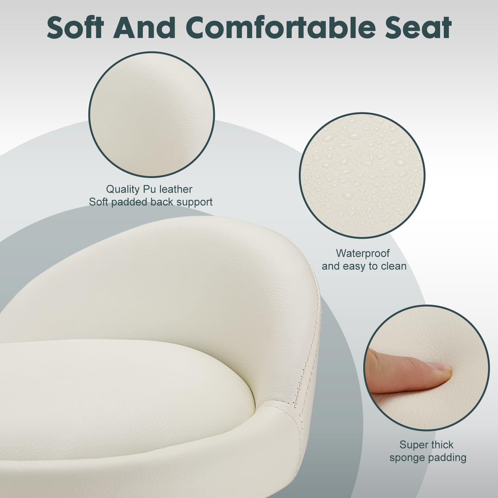 FNZIR FNZIR Swivel Rolling Stool with Wheels Height Adjustable Stool Chair Drafting Chair with Backrest White