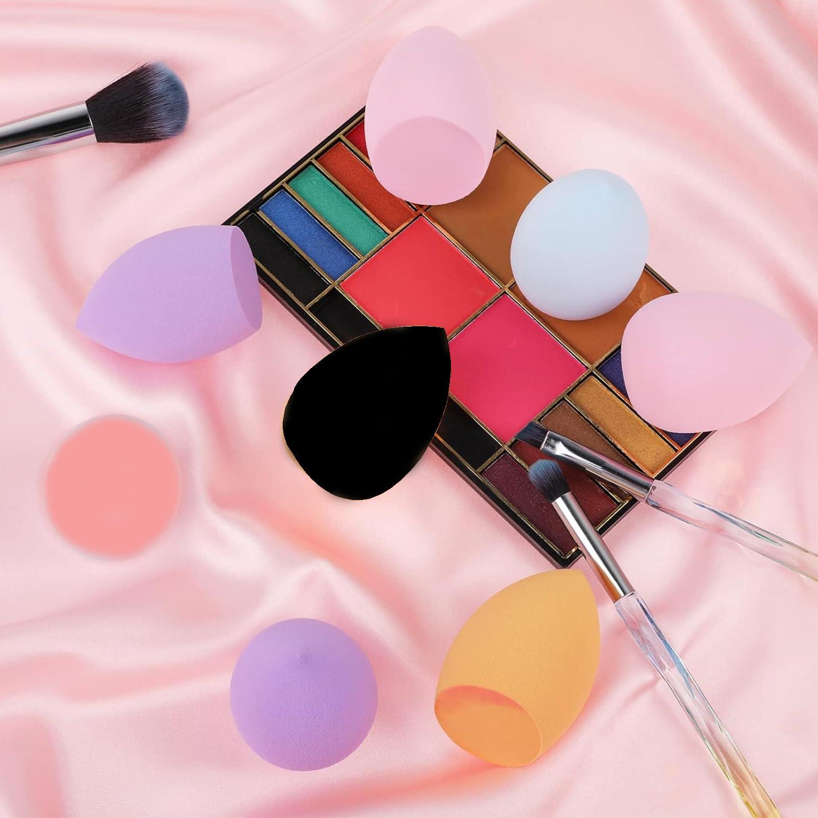 YONNAXO 6PCS Mini Makeup Sponge Small Beauty Sponge Blender Set for Foundation, Powder, Concealer Highlight,and Eye Shadow, Purple (Pink)