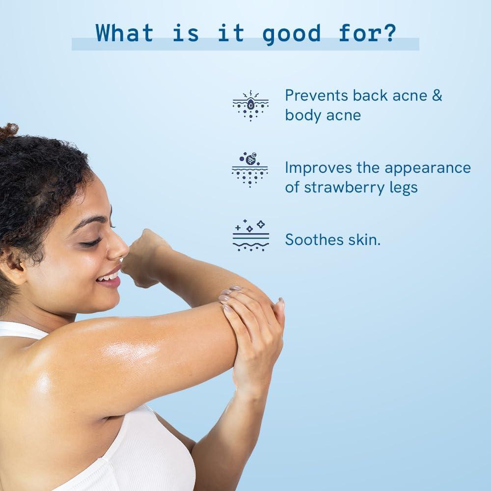 NinthAvenue Basics 1% Salicylic Acid Body Wash With Loofah | Gently Exfoliates to Prevent Body Acne & Cleanse Skin | Paraben and SLS free | 250ml