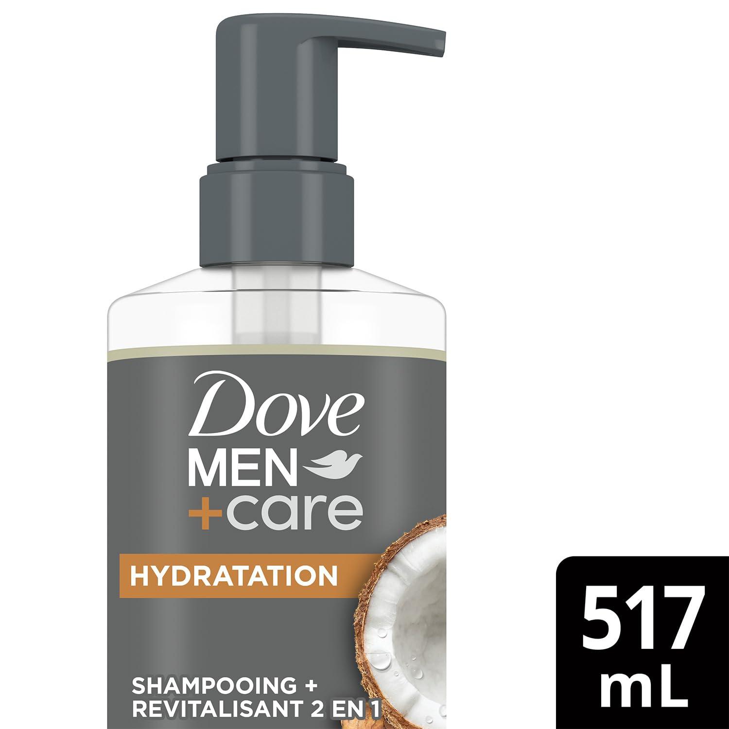 DOVE MEN + CARE DOVE MEN + CARE 2-in-1 Shampoo & Conditioner, Ginger & Coconut Oil, Hydration Mens Shampoo & Conditioner, Sulfate-Free, with Biotin & Zinc for Strong, Healthy Hair, 17.5 Oz (Pack of 4)