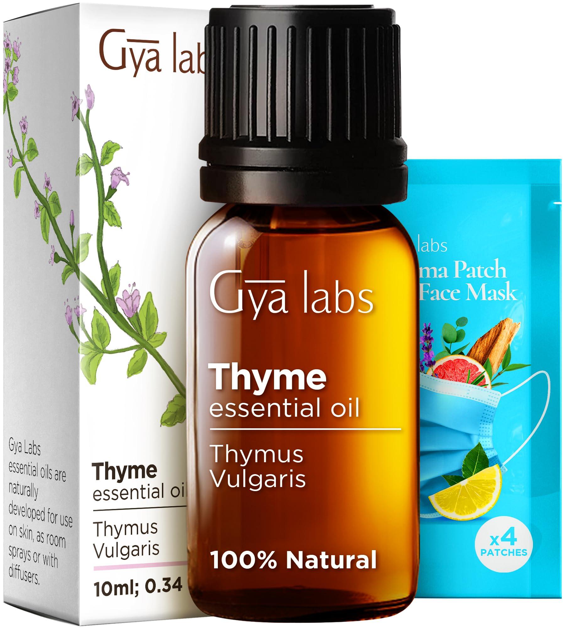 Gya Labs Garlic Essential Oil for Hair & Thyme Oil for Hair Set - 100% Natural Aromatherapy Grade Essential Oils Set - 2x0.34 fl oz - Gya Labs