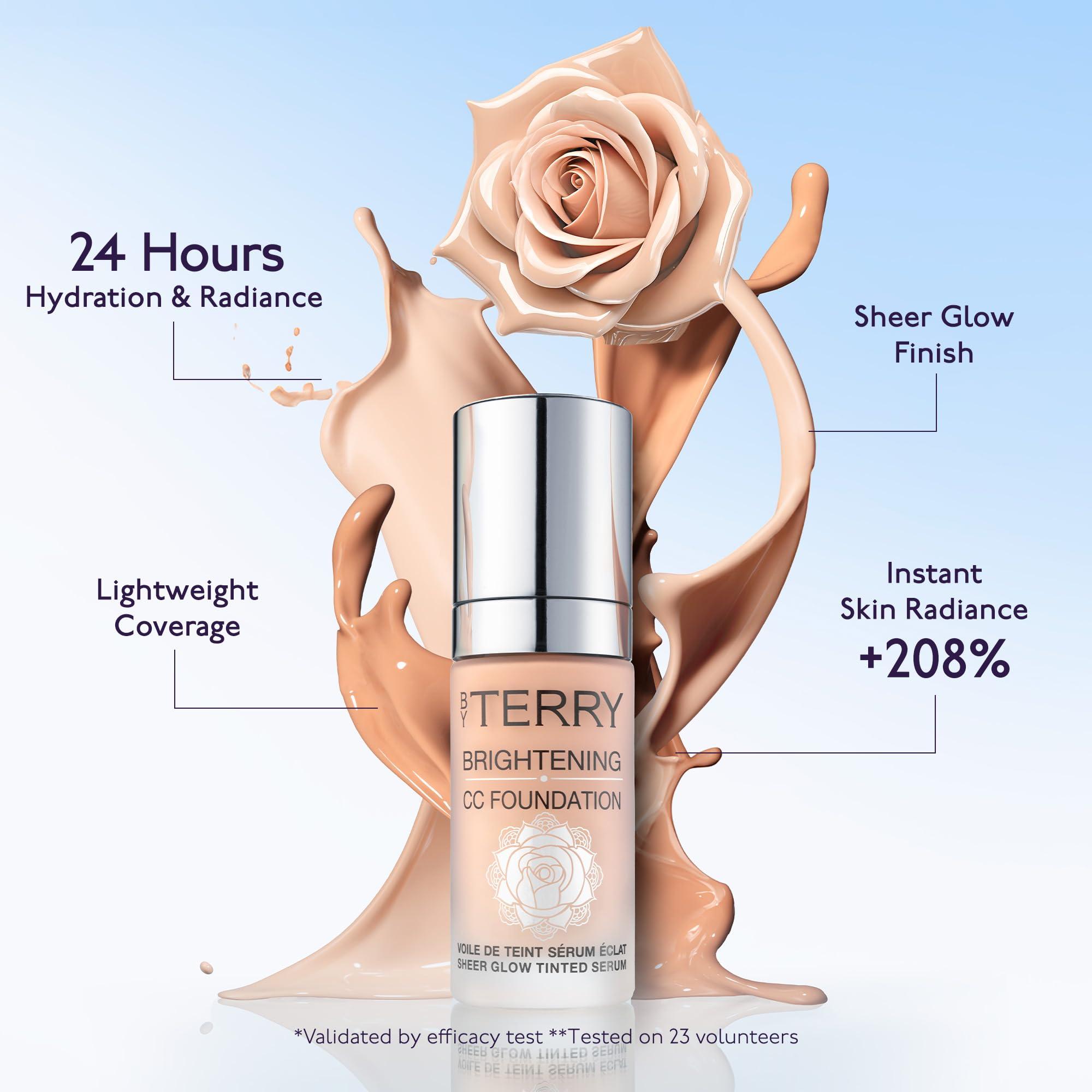 By Terry By Terry Brightening CC Foundation, Hydrating Serum Foundation, Ultra-Sheer Finish, Vegan & Cruelty-Free, 4W, Medium Warm