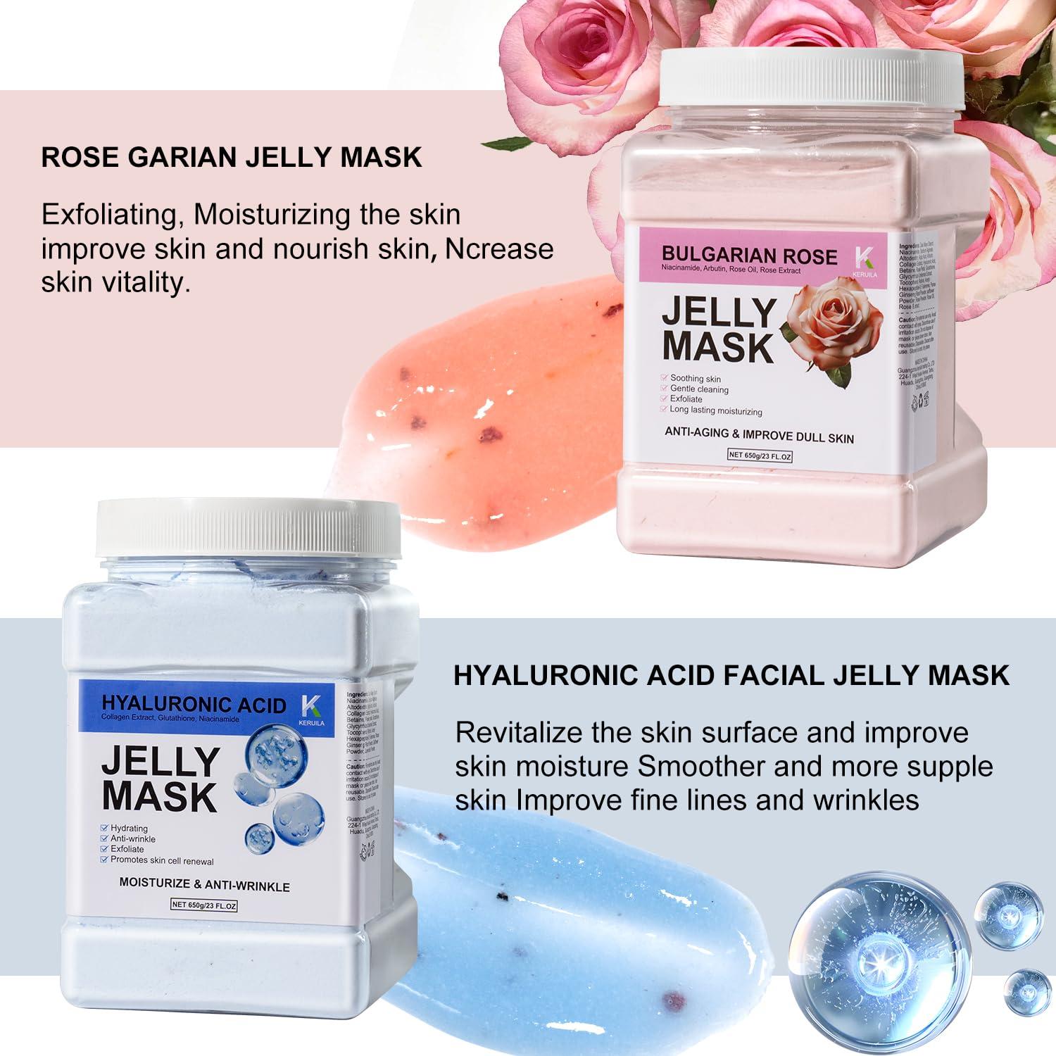 KERUILA KERUILA Bulgarian Rose Jelly Masks For Facials Professional, Rose Masks Powder Facial Mask, Hydrojelly Jelly Gel Face Mask For Peel Off, Smooth & Hydrating Mask for Face Skin Care Of Home Spa
