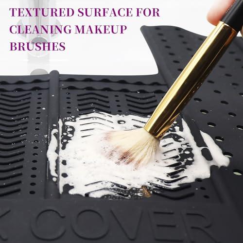 sink cover Bathroom Sink Cover for Counter Space Makeup, Foldable Silicone Sink Mat with Hanging Loop, 20.7\" x 14.5\" Black Heat Resistant Makeup Sink Cover Mat, Bathroom Sink Organizer Countertop for Space Saver