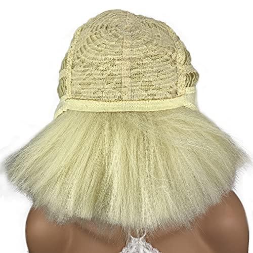 Aimole Aimole Yaki Straight Voluminous Mushroom Wig Blonde Mushroom Head Wig Bowl haircut Wigs Synthetic Wigs