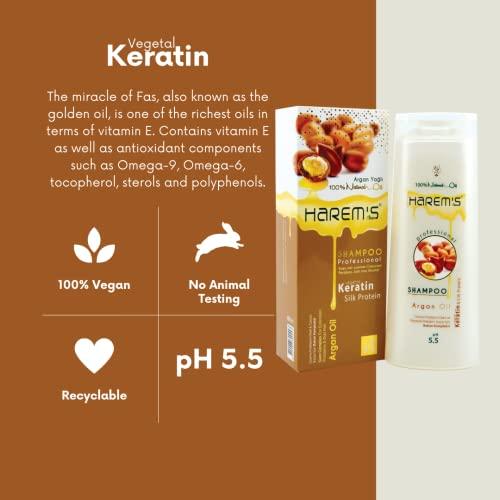 Harem's Harem's Argan & Olive Oil Hair Shampoo, Keratin Containing Shampoo, Silk Protein Shampoo,argan oil and special vegetable oil blends helps regulating the moisture-oil balance.