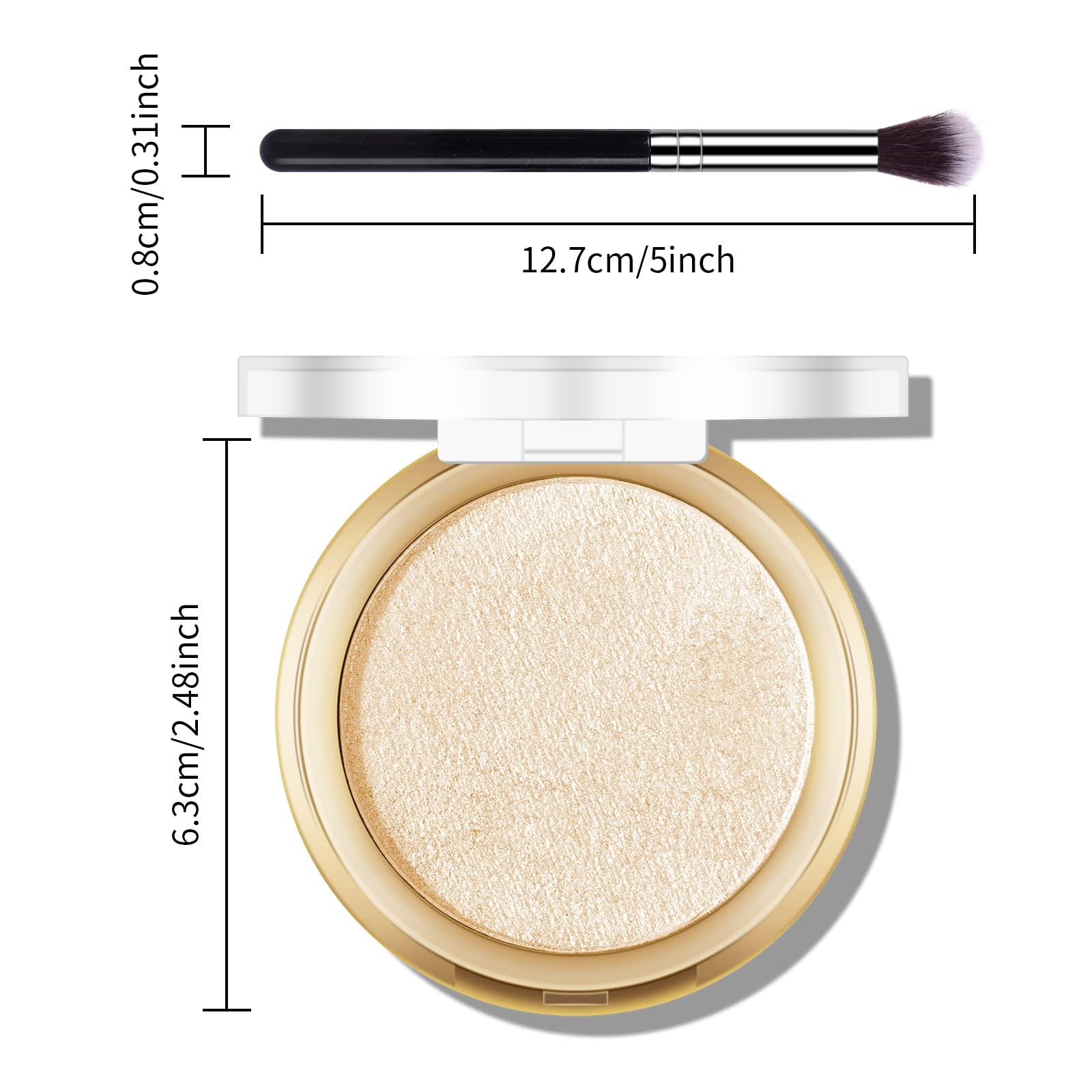 FREEORR FREEORR Baked Highlighter Powder Palette, Makeup Highlighter Powder Palette Sheer Shimmering Finish Face Highlighters Makeup Iluminadores de Maquillaje #03 Sun Glow