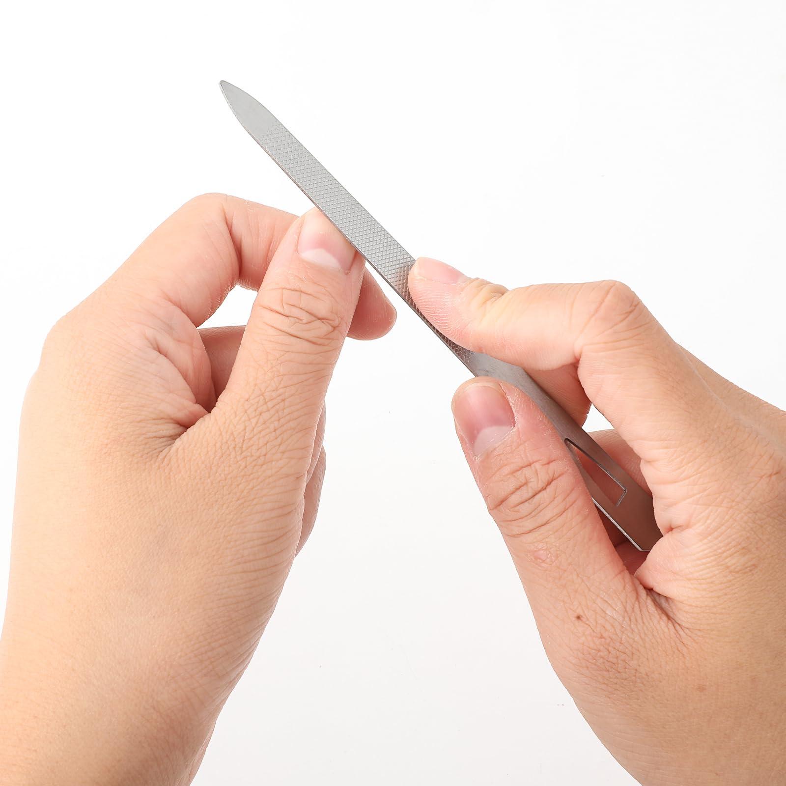 WLLHYF WLLHYF 6 Pack Nail Files for Natural Nails Metal Fingernail File Stainless Steel Double Sided Nail Filer Thin Durable Nail File Manicure Pedicure Toenails Tools with Curved Pointed Tip