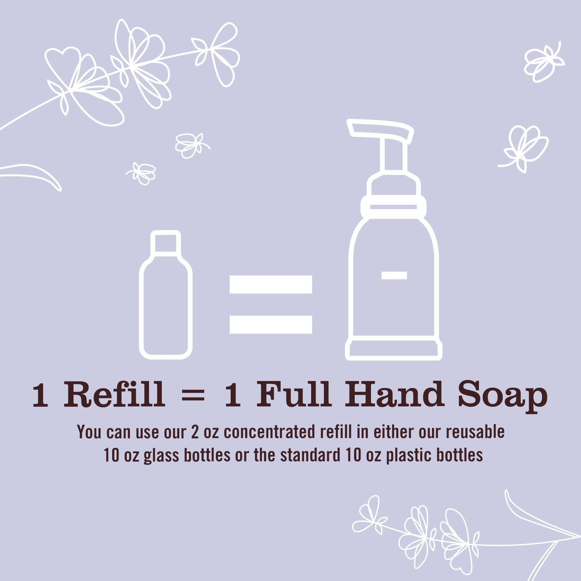 MRS. MEYER\'S CLEAN DAY MRS. MEYER\'S CLEAN DAY Foaming Hand Soap Concentrated Refills, 4 Concentrated Refills (2 Fl. Oz each), Lavender Scent, Makes 40 Fl. Oz. of Foaming Soap Total