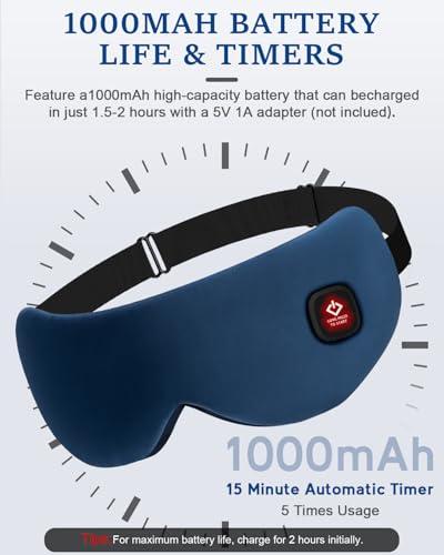 zinpaza Cordless Heated Eye Mask for Dry Eyes, Blocking Light Sleeping Mask Warm Eye Compresses Electric Eye Heating Pad for Stye Eye Treatment Blepharitis Sinus Migraine Gifts for Woman Man