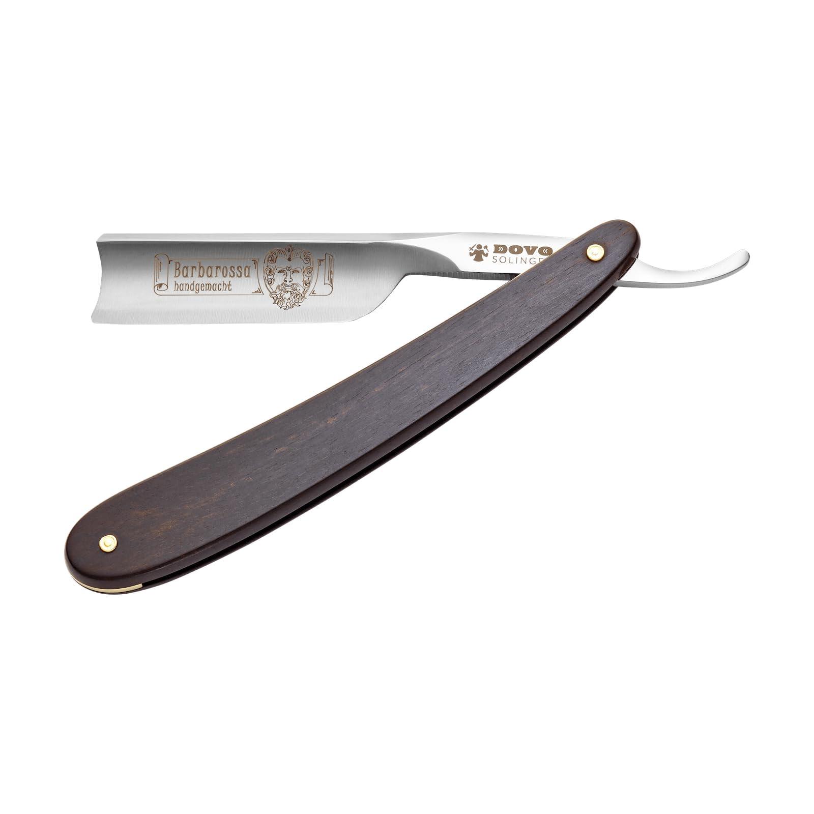 DOVO DOVO Barbarossa Moustache 46581 German Straight Razor | Carbon Steel | 5/8 Size | Full Hollow Ground | Round Point | Shortened Cutting Length | Ebony Wood Handle |, 1 ct.