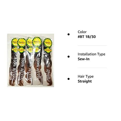 Rastafri RastAfri Pre-Stretched Silky Braiding Hair (5 Single Packs, #BT 1B/30)