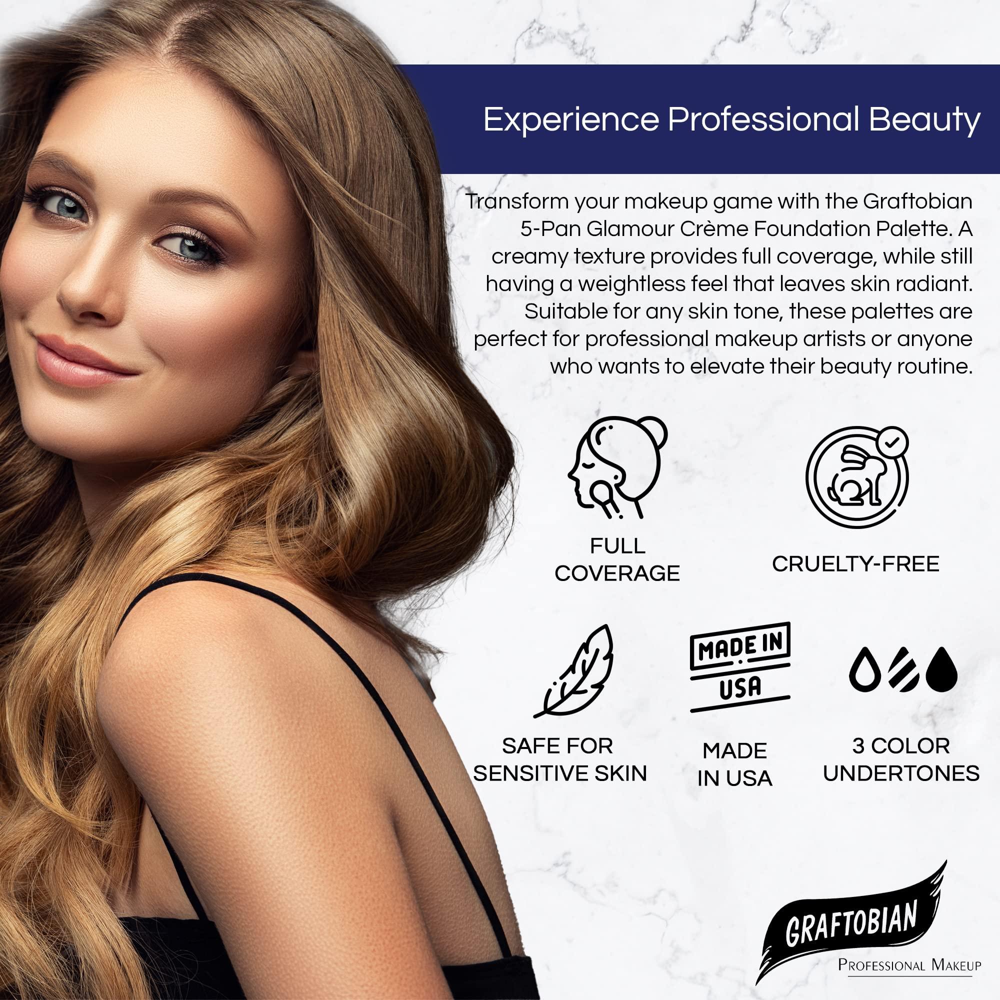 Graftobian Graftobian HD Glamour Crme Foundation Palette (Warm #3) - High Definition 5 Color Makeup Palette, Cream Based Foundation Concealer and Contour Palette, Full Coverage - Medium/Dark Warm Skin Shades