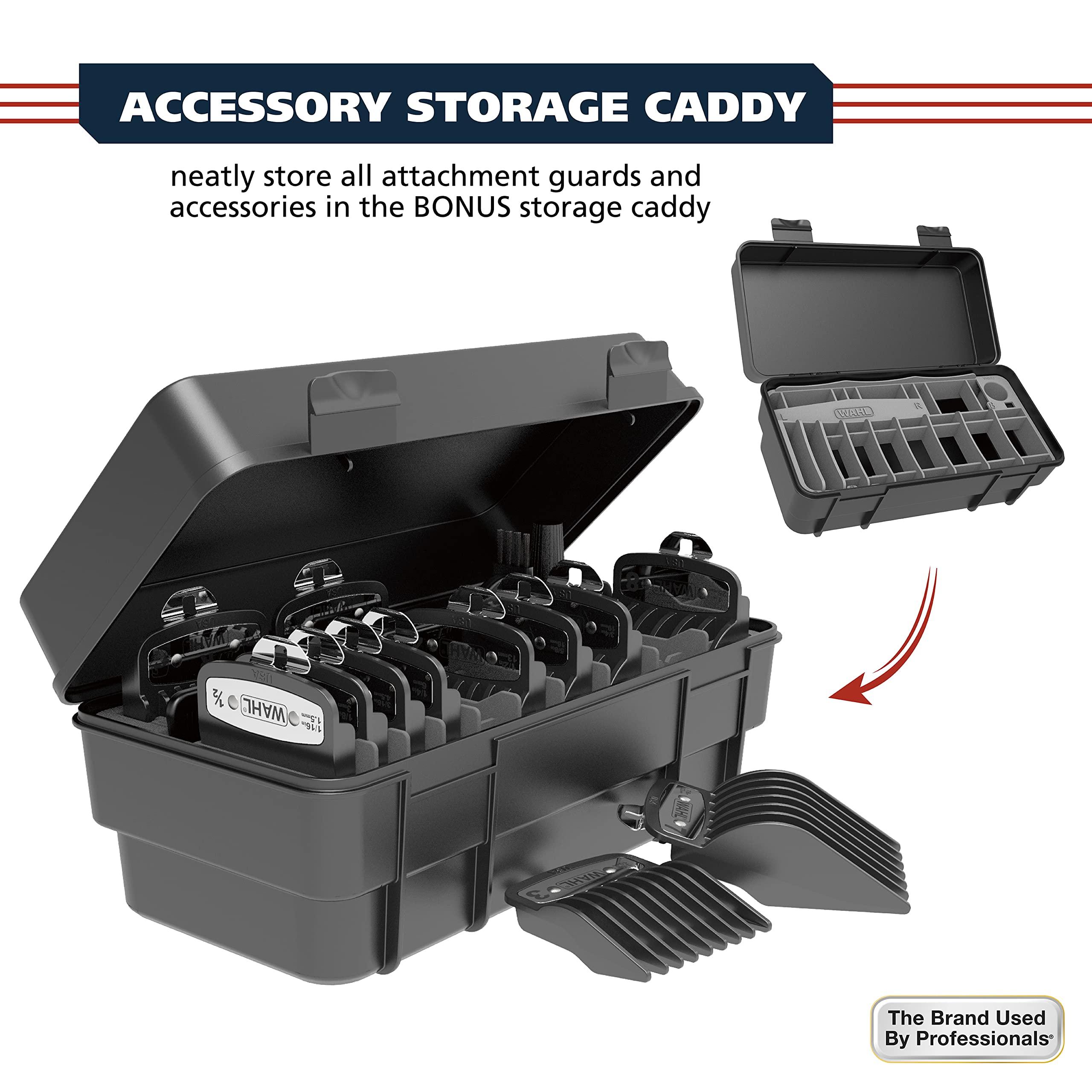 Wahl Wahl USA Pro Ultra Quiet High Torque Corded Hair Clipper for Ultra Quiet Operation and Cooler Operating Temperatures, Metal Housing with Bonus Hair Clipping Guard Caddy - Model 3000097