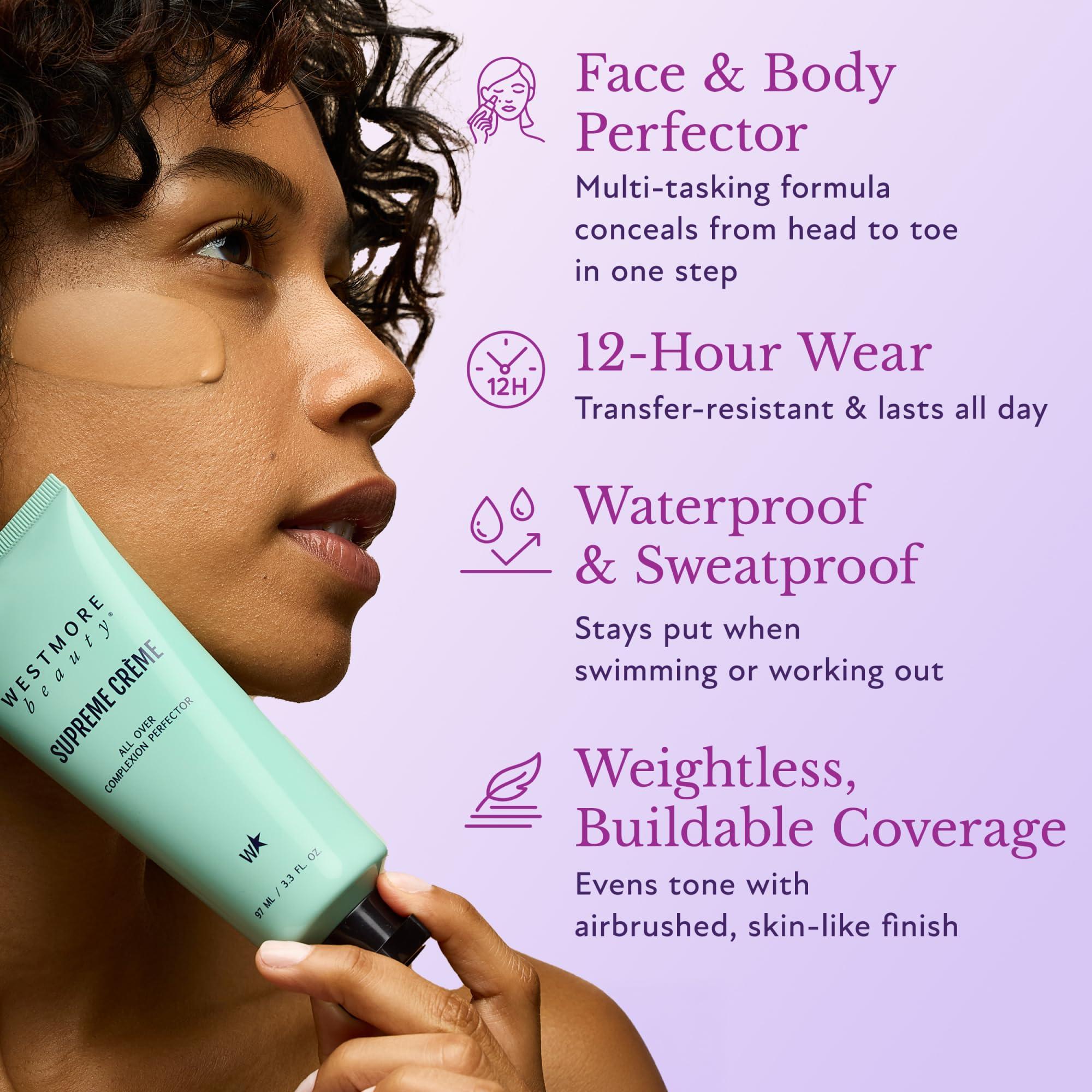 Westmore Beauty Westmore Beauty Supreme Creme All-Over Complexion Perfector  Long-Lasting CC Cream Foundation - Waterproof & Transfer-Resistant Skin Tint - 3.3 Oz (Medium)