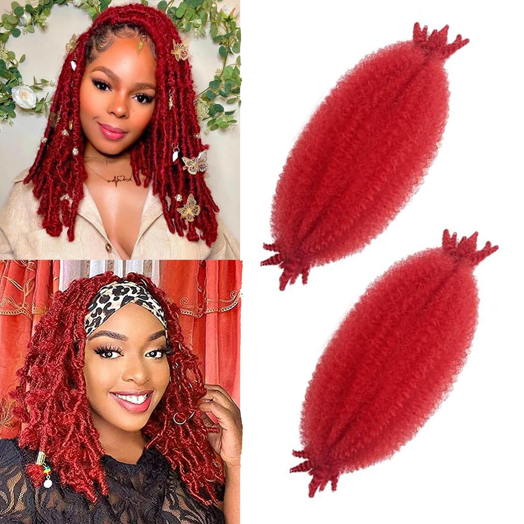 Paraglame Paraglame Red Marley Hair 16 Inch Springy Afro Twist Hair 2 Packs Marley Twist Braiding Hair for Faux Locs Crochet Hair Red Braiding Hair Extensions for Black Women (16Inch(Pack of 2), Red)