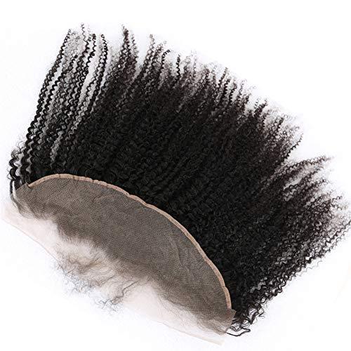 beauty youth Afro Kinky Curly 13X4 Lace Frontal Closure Ear To Ear Free Part Unprocessed Mongolian Human Hair Top Full Lace Frontal Closure Piece With Baby Hair Natural Color 8"inch