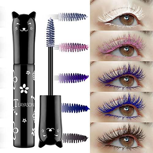 Fujiunia Fujiunia Colored Mascara Blue Purple White Black Brown Pink Mascara Volume and Length, 4D Silk Fiber Lash Extensions Mascara