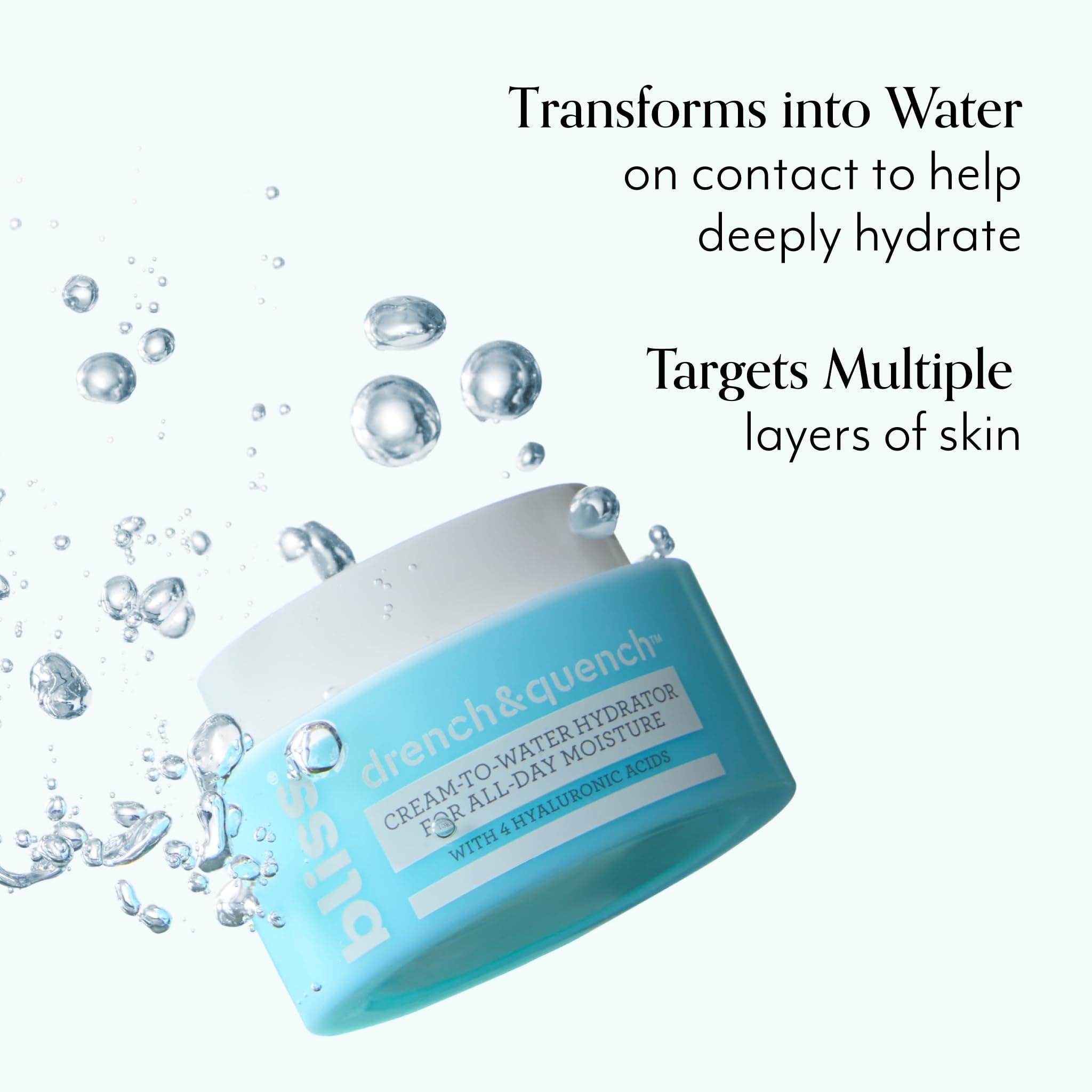 Bliss Bliss Drench & Quench Moisturizer, Bright Idea Vitamin C Serum, and Eye Do All Things Eye Gel - Deep Hydration, Daily Use Trio - Vegan and Cruelty-Free