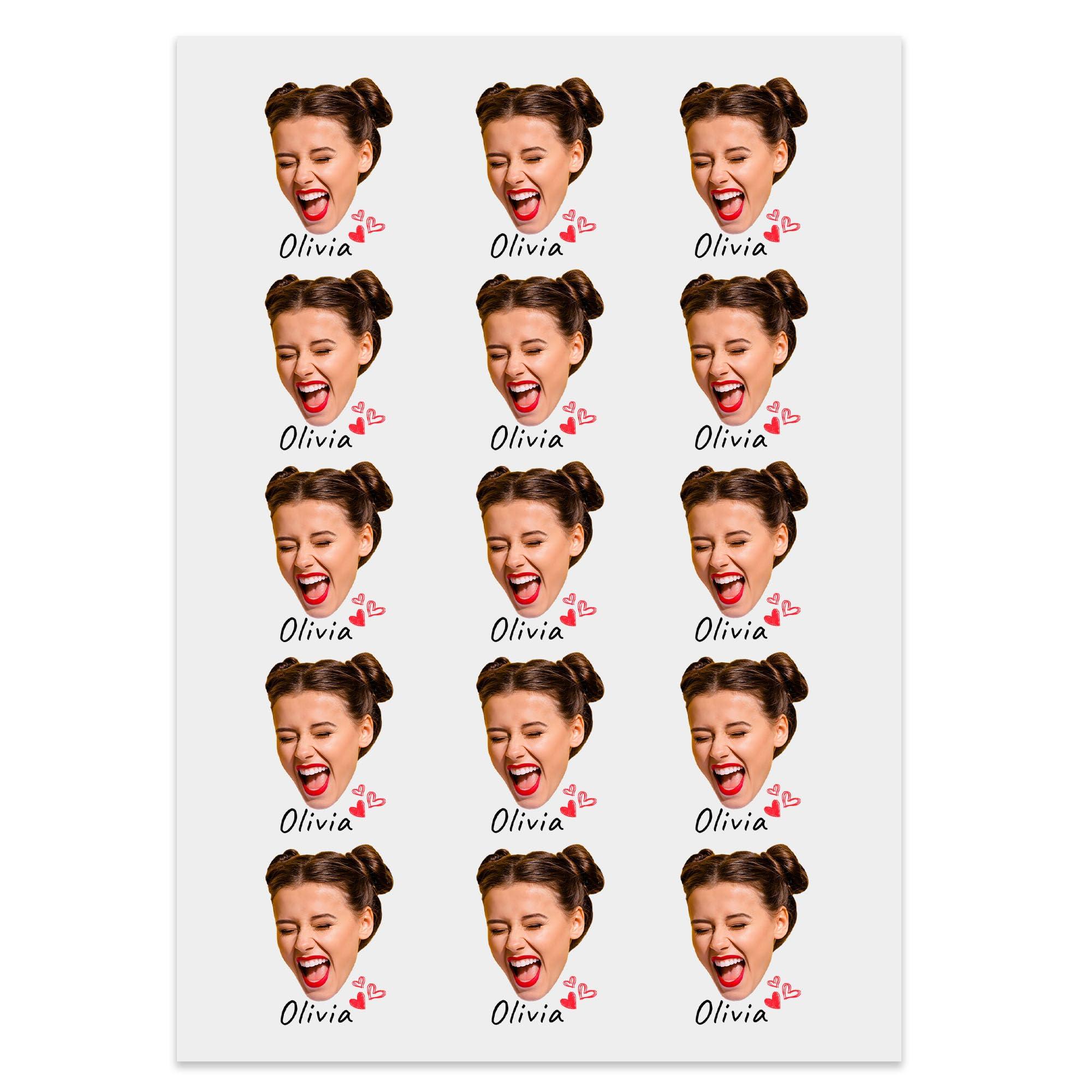 FunStudio Custom Temporary Tattoos with Photo Face Name, Personalized Fake Tattoo with Photo Text Logo for Bachelorette Party Birthday Wedding Set of 15