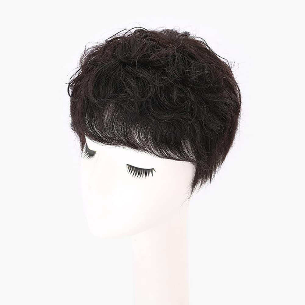 BESTOPPER BESTOPPER Curly Hair Topper 100% Real Human Hair Topper Clip In/On Hair Pieces For Women Thinning Hair And Hair Loss (Curly-Dark brown)