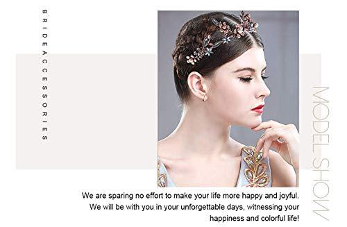 Blufly Blufly Vintage Bridal Crown and Tiara Gold Pearls Wedding Crowns Flower Queen Pageant Tiaras Headband Crystal Bride Hair Accessories Headpieces for Women and Girls