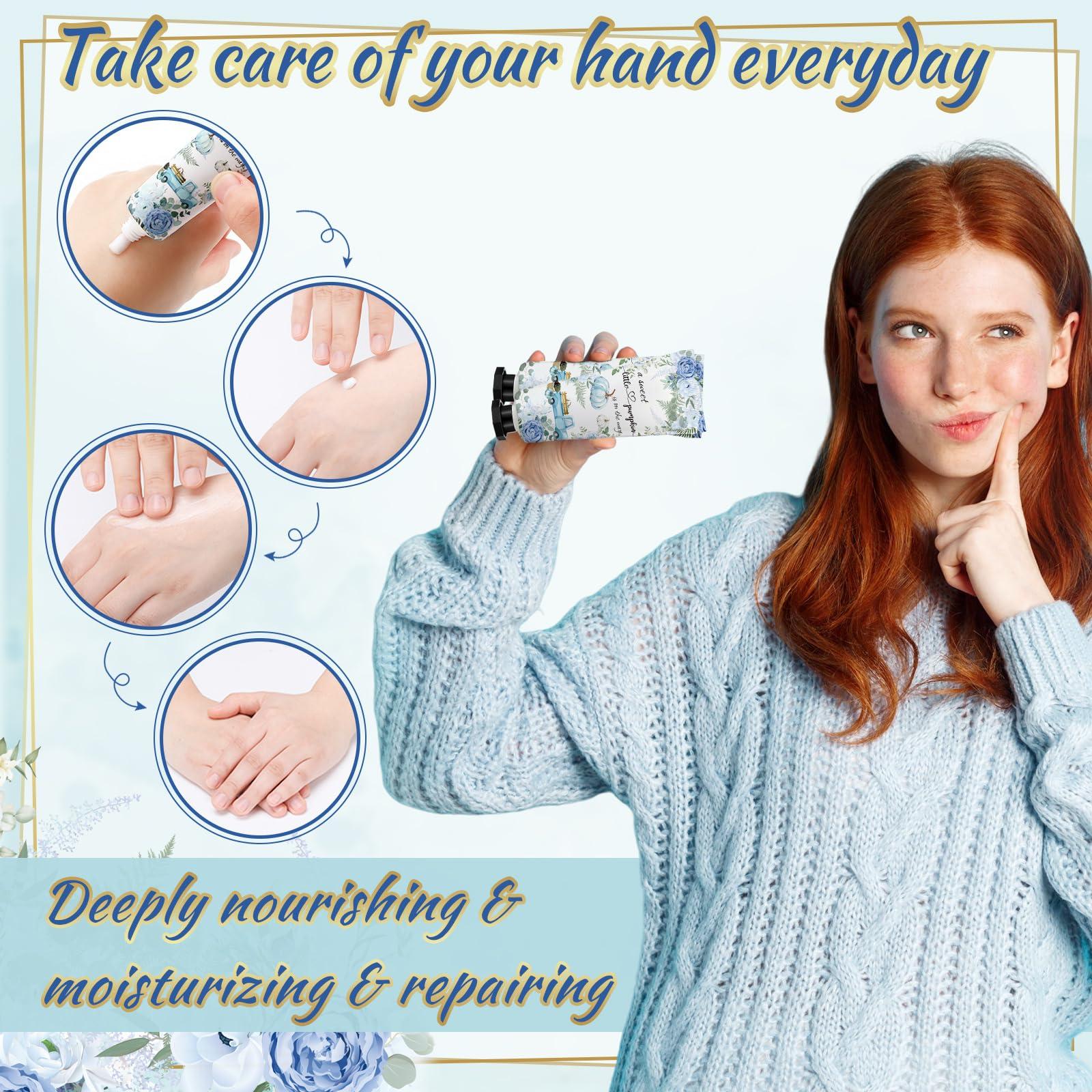 Dansib Dansib 48 Sets Fall Hand Cream Bulk A Little Pumpkin Baby Shower Hand Cream Gifts Baby Shower Party Favors for Guests Travel Size Hand Lotion for Autumn Thanksgiving Party Supplies(Blue Pumpkin)