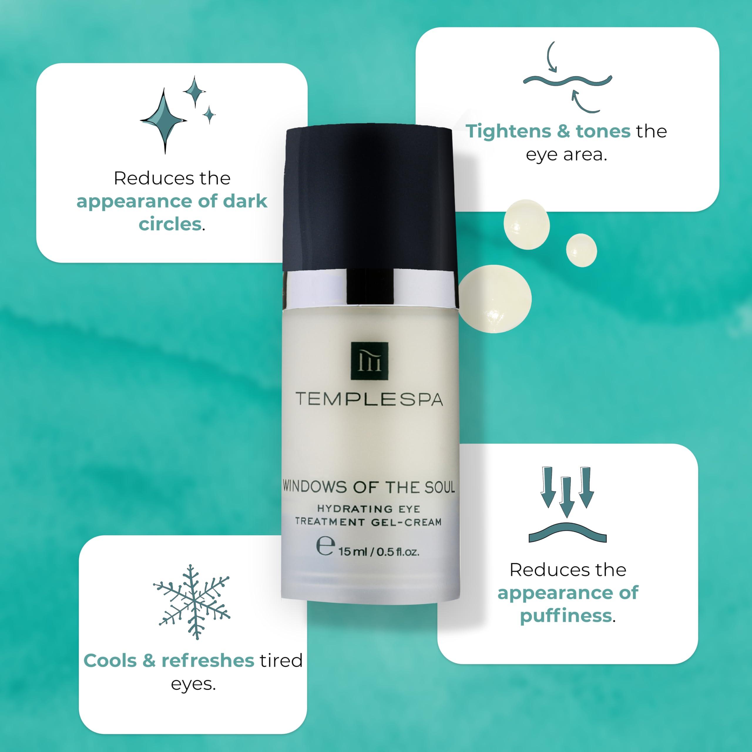 TEMPLESPA TEMPLESPA | WINDOWS OF THE SOUL | Hydrating Lightweight Eye Treatment Gel-Cream to Refresh Tired Eyes, Soothe, Tighten & Tone the Eye Area, Natural Ingredients, Cruelty-Free, Vegan, 0.5 fl.oz.