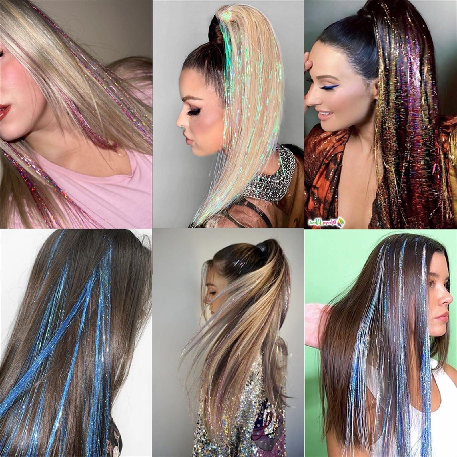 YUXING1205 Hair Extensions Clip In Hair Extensions Colored Hair Extensions 22Inch Straight Color Clip in on Hair Extension Rainbow Party Highlights Synthetic Hairpiece for Girls Hair Extensions Clip in ( Color :