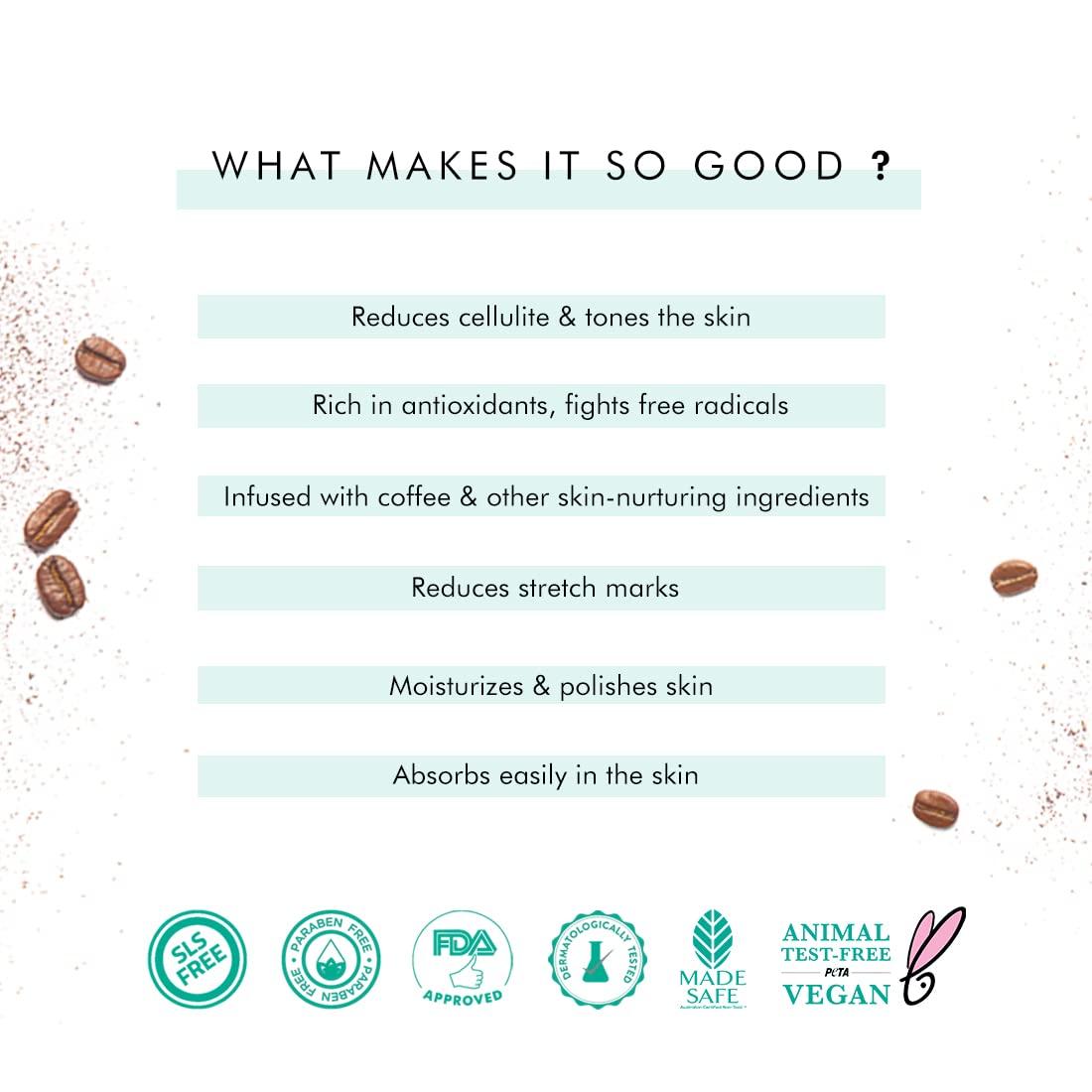 mCaffeine mCaffeine Coffee Body Polishing Oil (100ml) for Reducing Stretch Marks and Cellulite | With Olive Oil and Vitamin E for a Soft and Moisturized Skin | Natural and Vegan Oil for Daily-Use