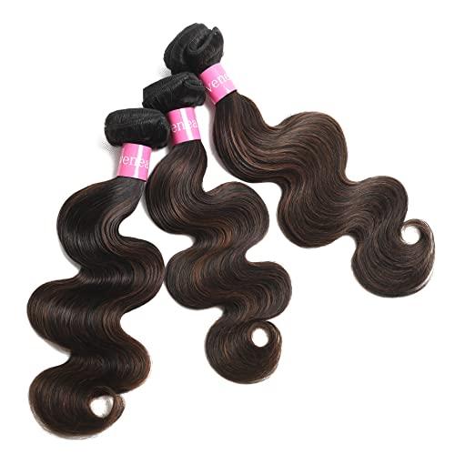 Lovenea Lovenea Body Wave Bundles with Frontal Human Hair (14 16 18+12) 13x4 Lace Frontal Closure with 3 Bundles Brazilian Body Wave Human Hair Weave Extensions FB30 Color (14 16 18+12)