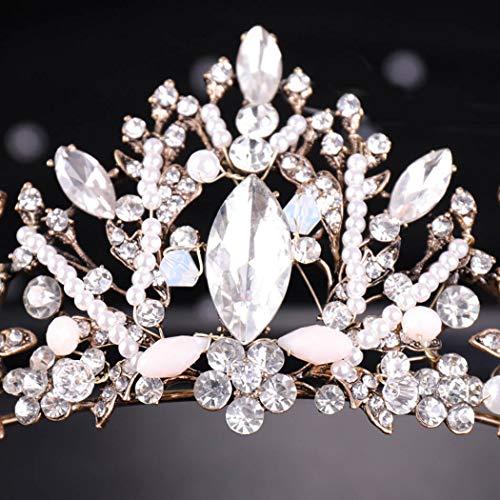 Fdesigner Fdesigner Baroque Wedding Crown Crystal Bride Crowns and Tiaras Vintage Queen Pearl Headpieces Prom Bridal Flower Hair Accessories for Women and Girls (Silver ?)