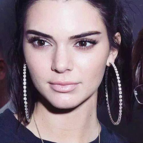 Doubnine Doubnine Large Earrings Crystal Hoop Rhinestone Silver Dangle Women Party Accessories