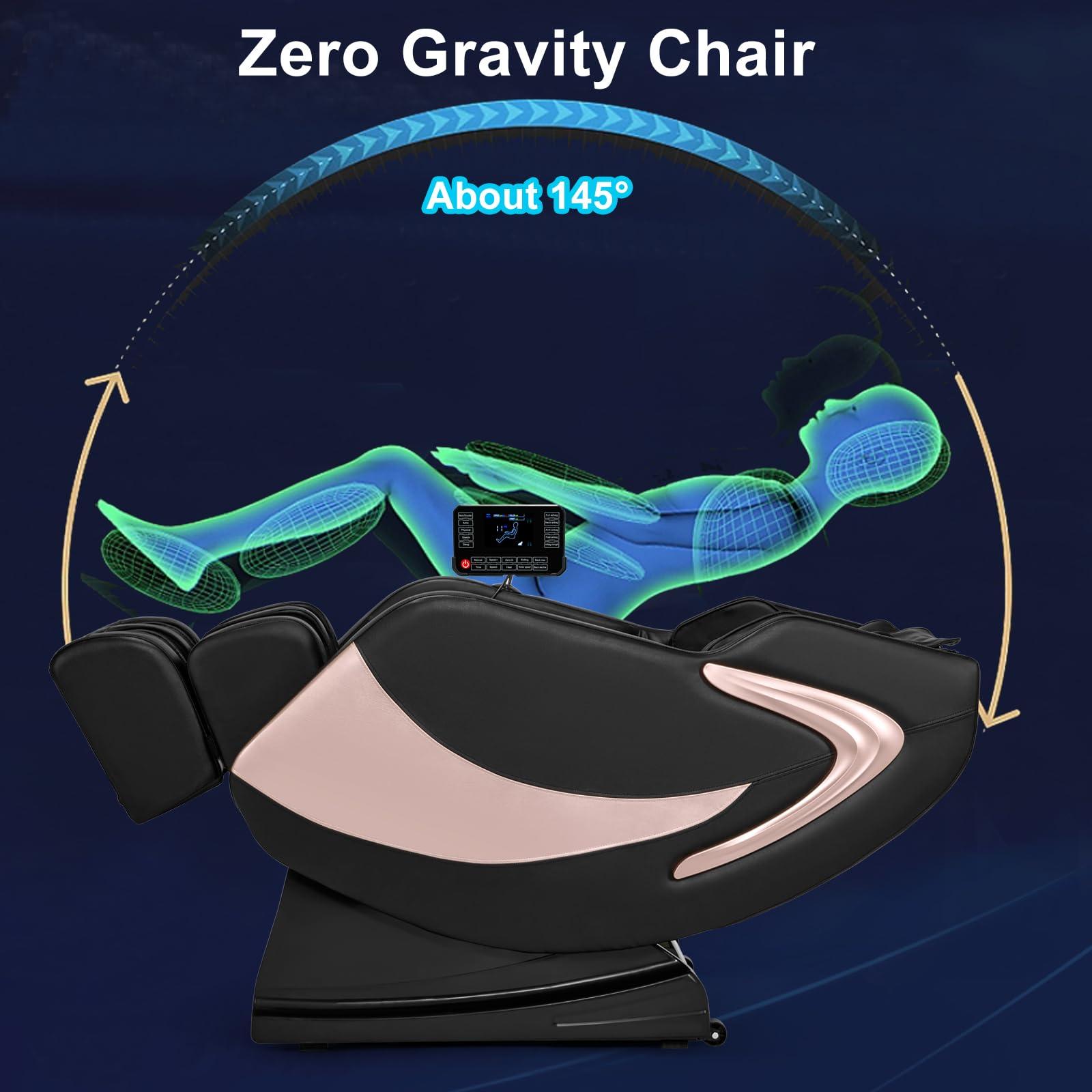 Artist hand Full Body Zero Gravity Shiatsu Massage Chair with Adjustable Heat for Lower Back & Upper Legs, 5 Preset Automatic Massage Modes, Bluetooth Speakers, and Space-Saving Design Recliner