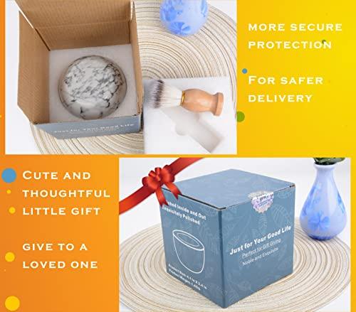 aisiming aisiming Marble Shaving Bowl for Shaving Soap & Cream, Shave Soap Cup Keep Warm Better, Produce Rich Foam Shaving Mug, Easy to Lather, Shaving Cup Gift for Men(White Grey)